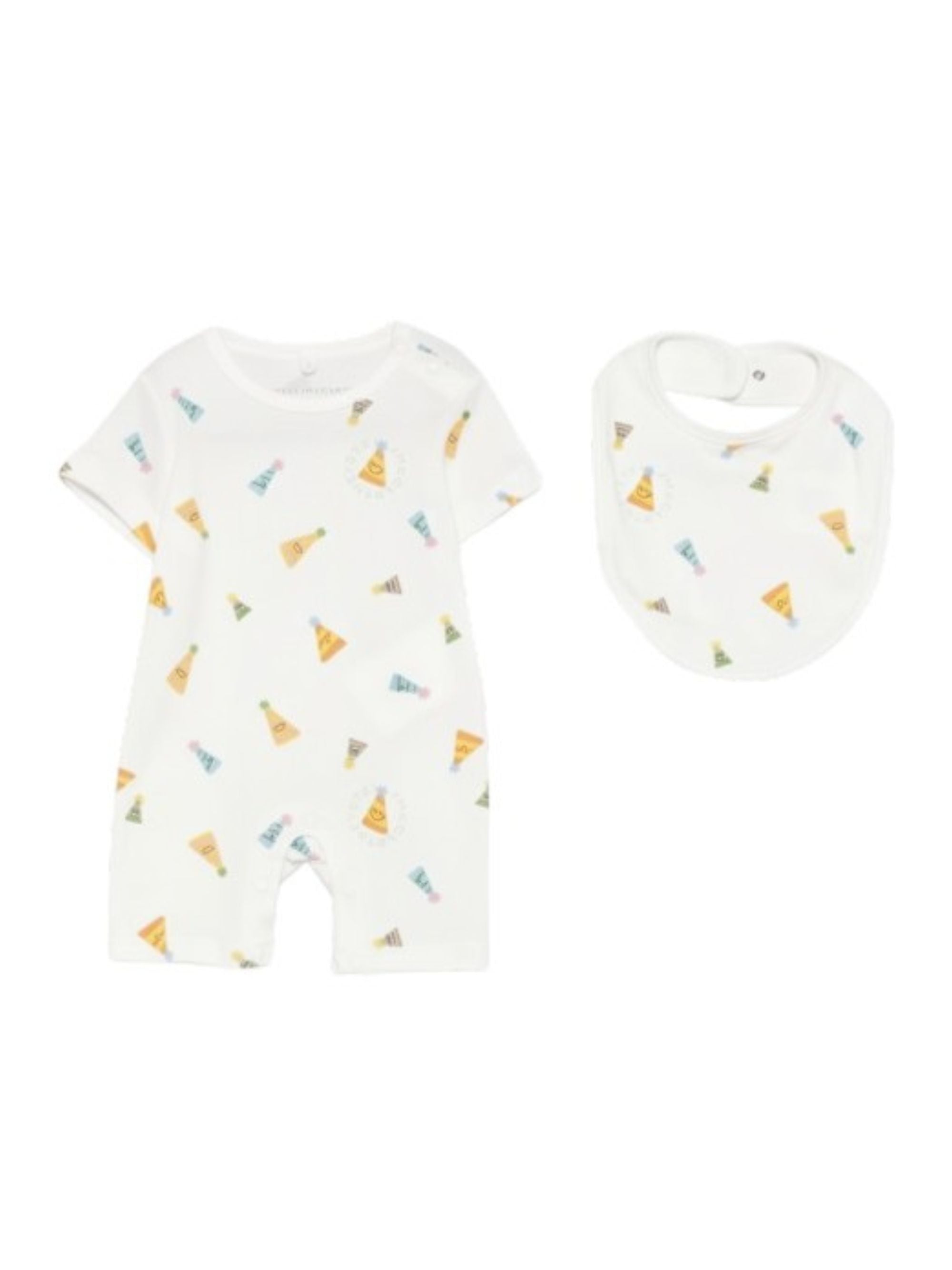 Set tutina e bavaglino per neonati Stella McCartney Kids bianco con stampa grafica all-over TYB580 Z3644 101MC STELLA McCARTNEY KIDS