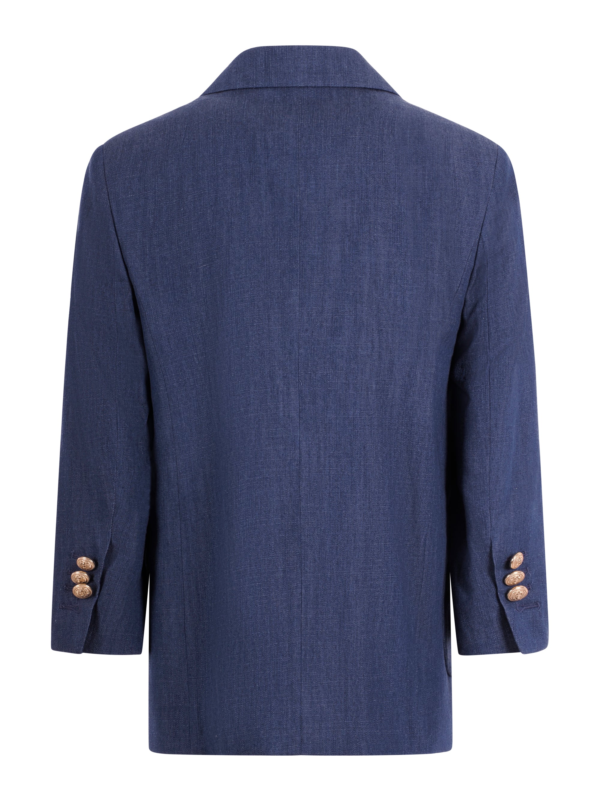 Blazer doppiopetto per bambino Balmain Kids blu con revers classici BY2P74 P0588 625 BALMAIN KIDS