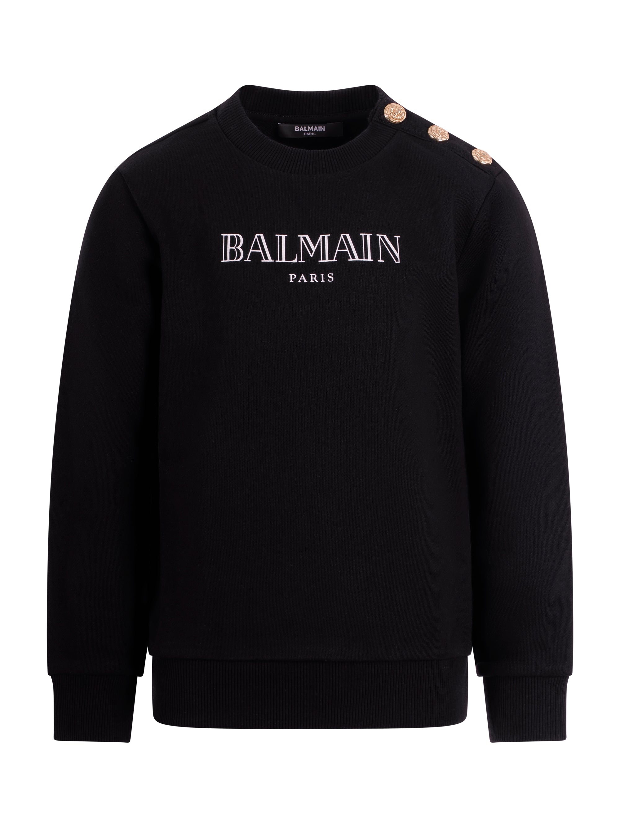 Felpa per bambino Balmain Kids nera con logo sul davanti BY4P20 Z3183 930BC BALMAIN KIDS