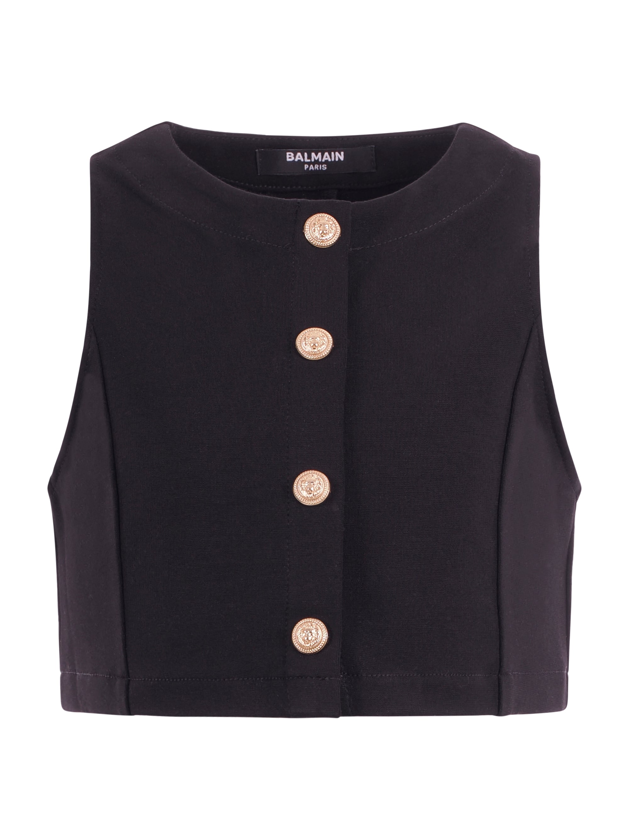 Panciotto per bambina Balmain Kids nero con bottoni dorati sul davanti BY5A02 J0371 930 BALMAIN KIDS