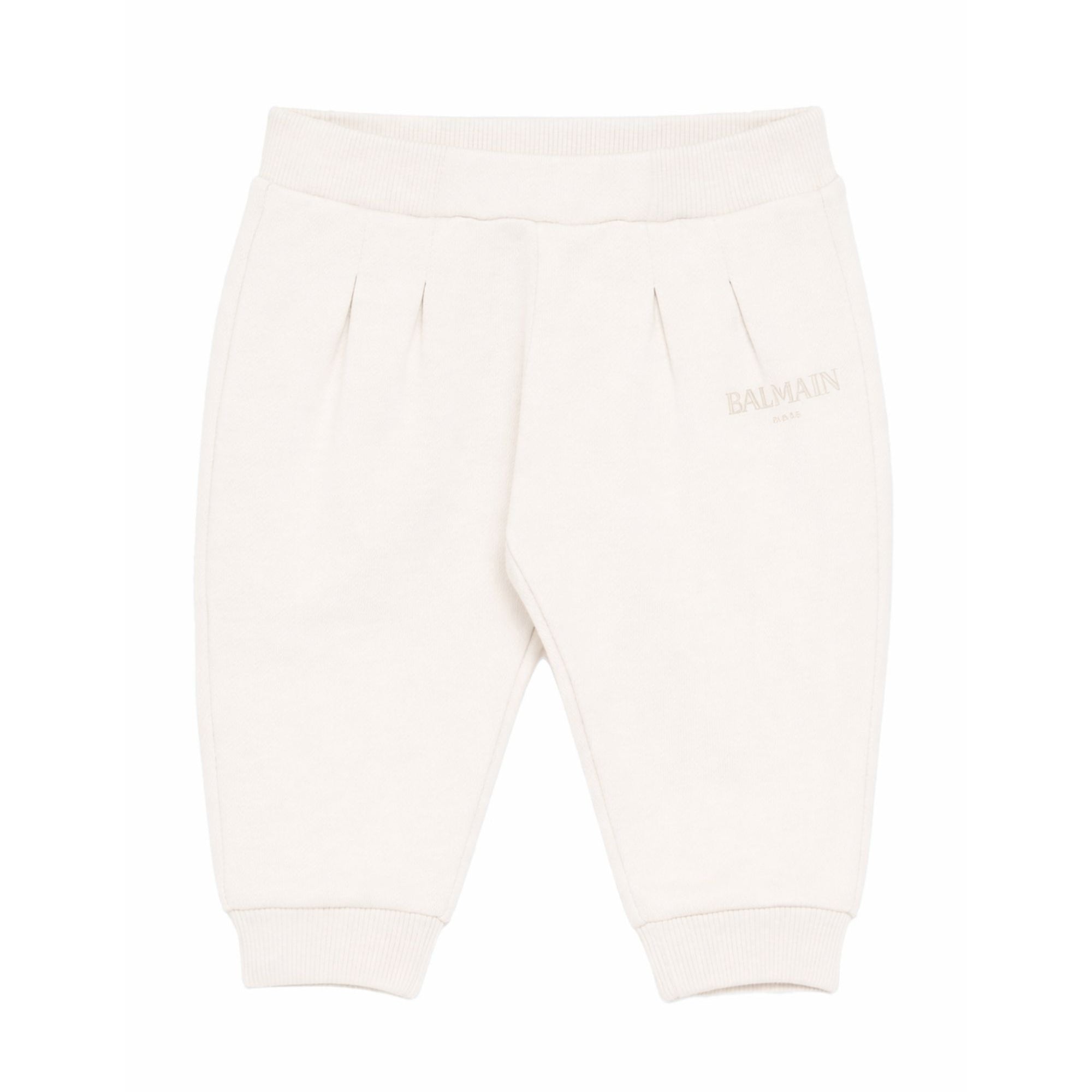 Pantaloni per neonato Balmain Kids bianco con stampa logo BY6540 Z3183 102NE BALMAIN KIDS