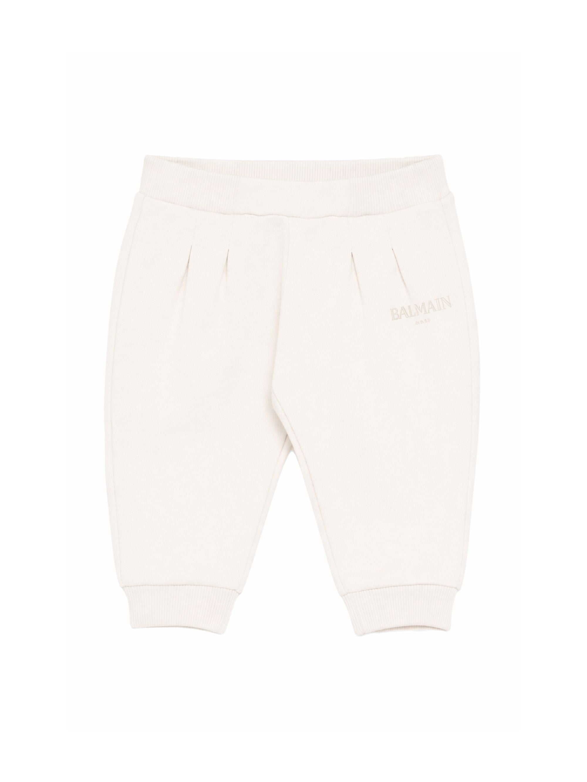 Pantaloni per neonato Balmain Kids bianco con stampa logo BY6540 Z3183 102NE BALMAIN KIDS