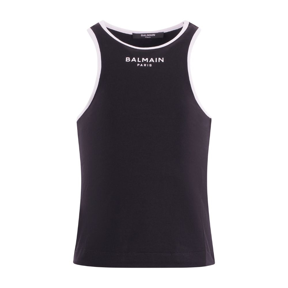 T-shirt per bambina Balmain Kids nera con logo stampato sul davanti BY8A12 Z3277 930BC BALMAIN KIDS