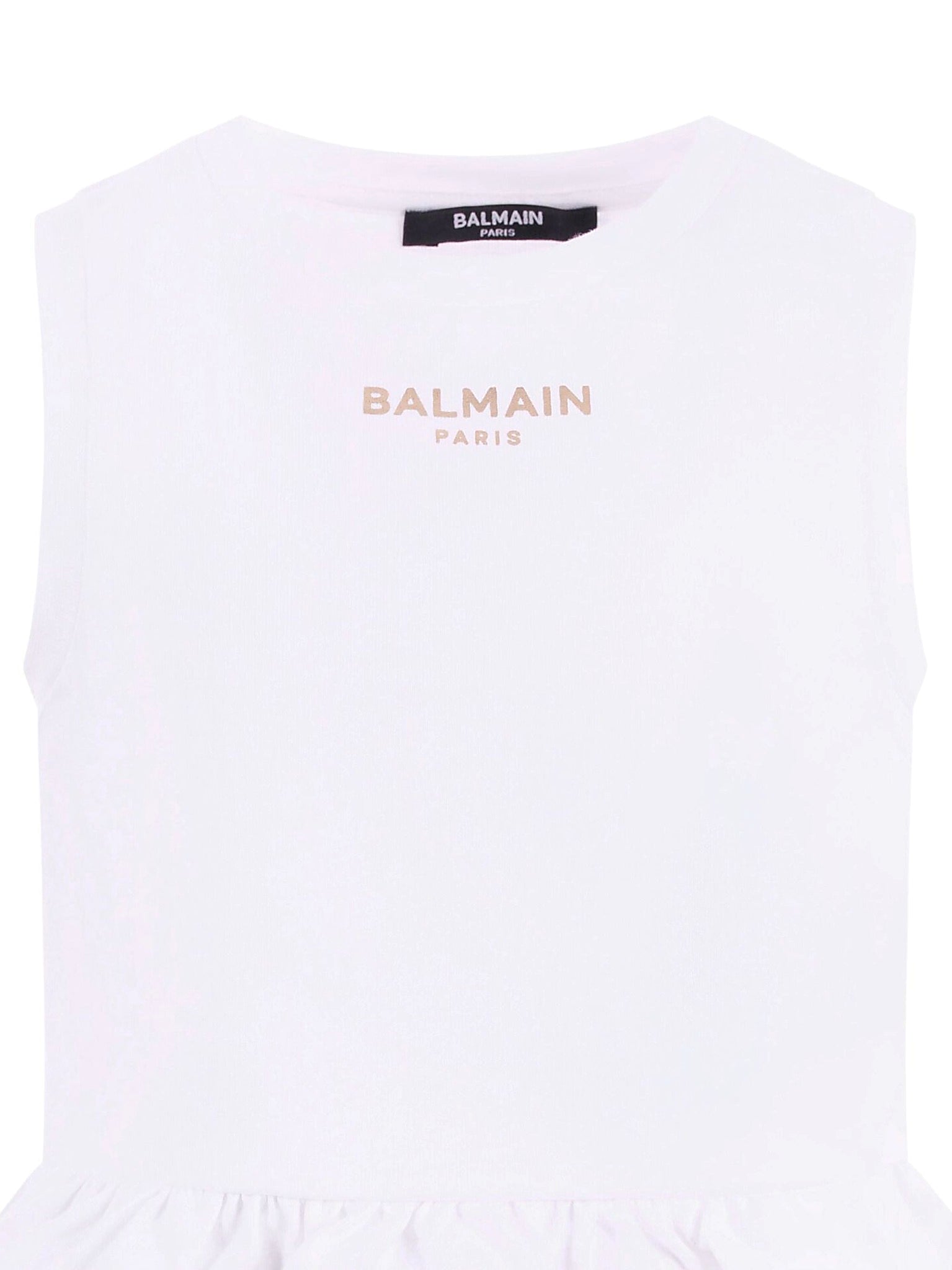 T-shirt per bambina Balmain Kids bianca con dettaglio ruches BY8B42 Z3672 100OR BALMAIN KIDS