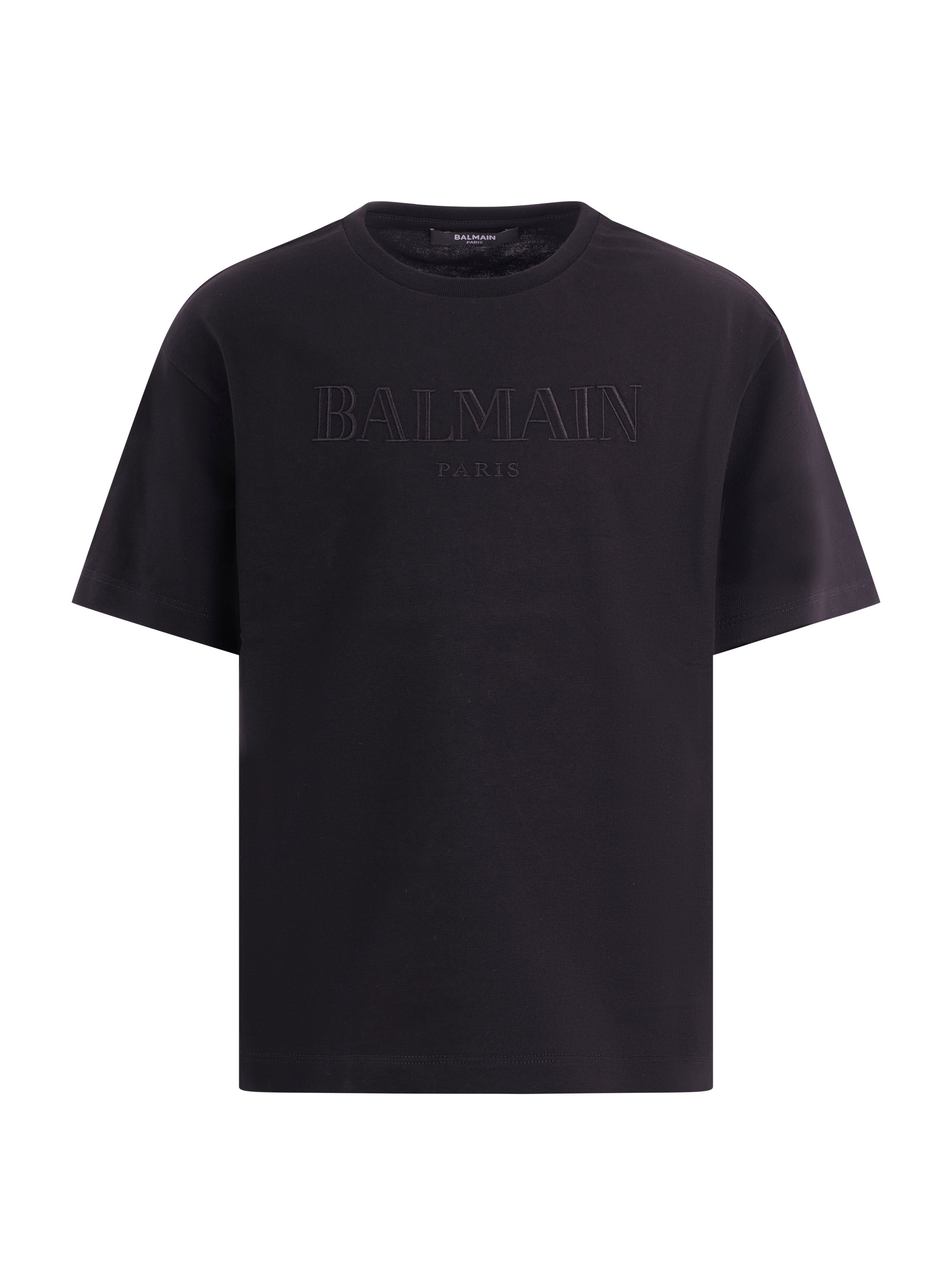 T-shirt per bambino Balmain Kids nera con logo sul davanti BY8P51 Z3672 930 BALMAIN KIDS