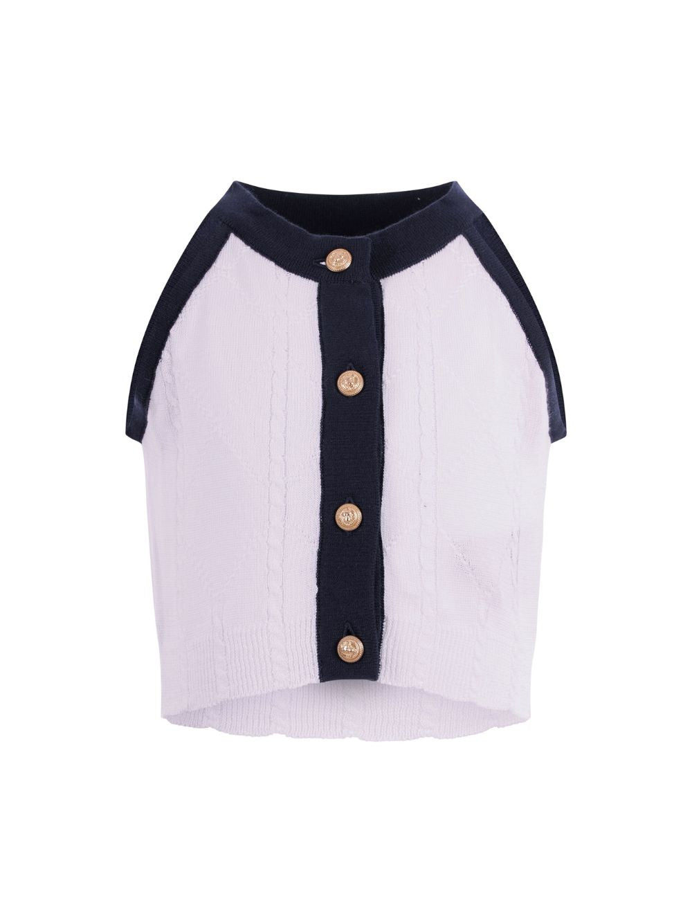 Canotta per bambina Balmain Kids bianca e nera con dettagli bottoni dorati BY9A32 X0018 100BL BALMAIN KIDS