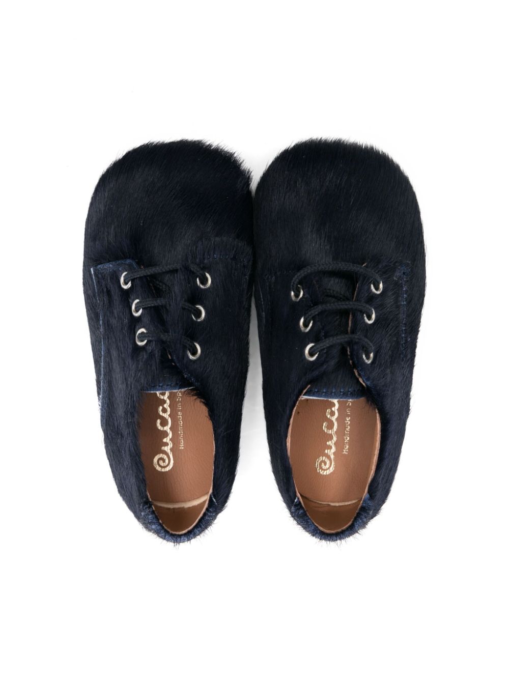 Scarpe primi passi per neonato Eli1957 blu in pelliccia con lacci 14027AK NAVY Eli Kids