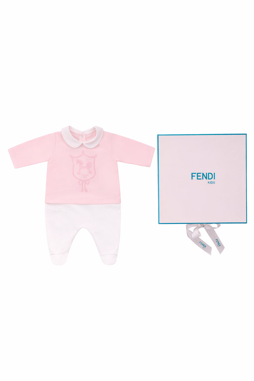 Set tre pezzi per neonata Fendi Kids rosa con stampa Cavallino Fendi BUK160 8RA F0C11 FENDI KIDS