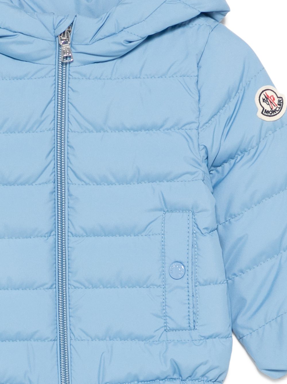 Giubbino per neonato Moncler Enfant azzurro con cappuccio L19511A00024597YW 70Q MONCLER KIDS