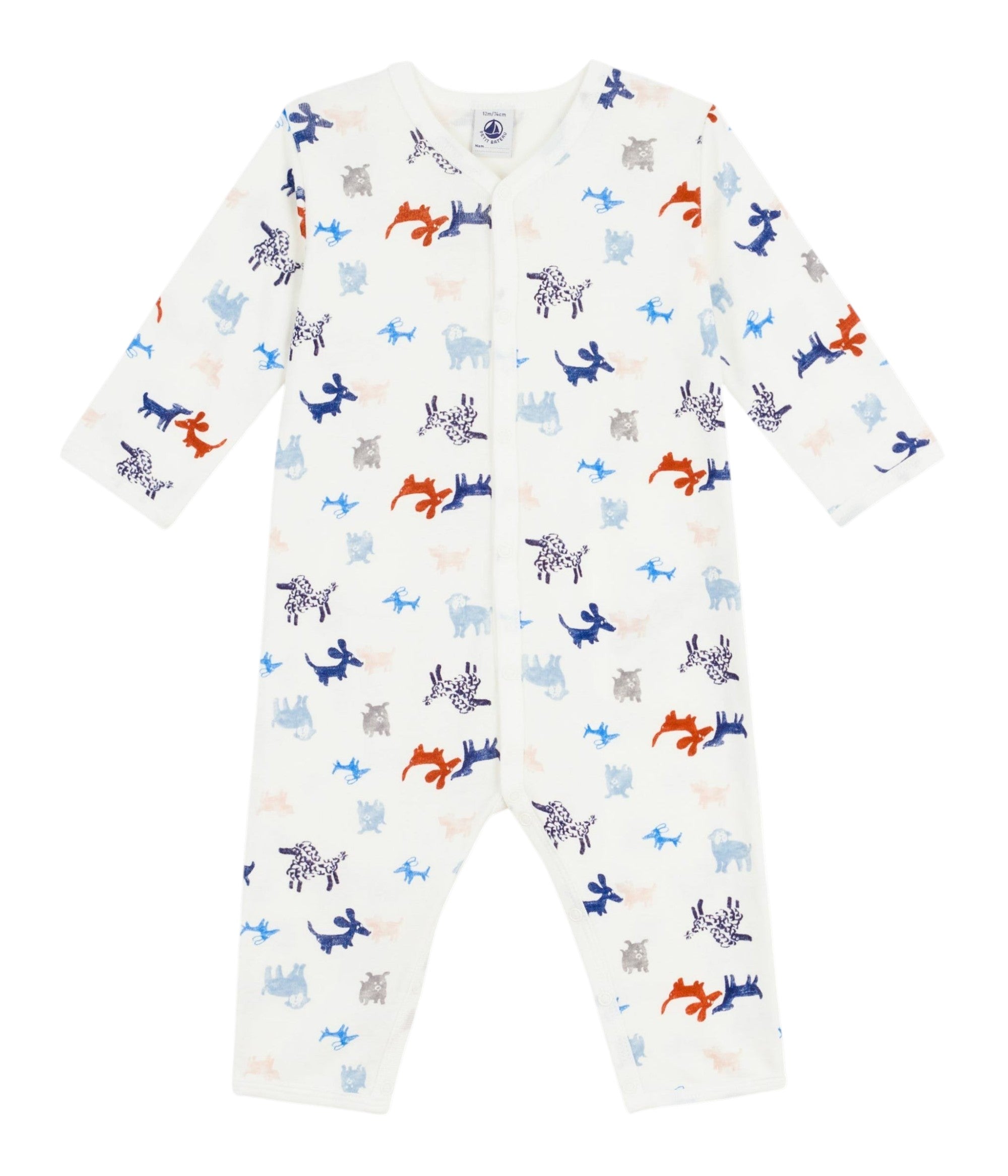 Tutina per neonati Petit Bateau bianca con stampa grafica animali all-over A0FAV 01 PETIT BATEAU KIDS