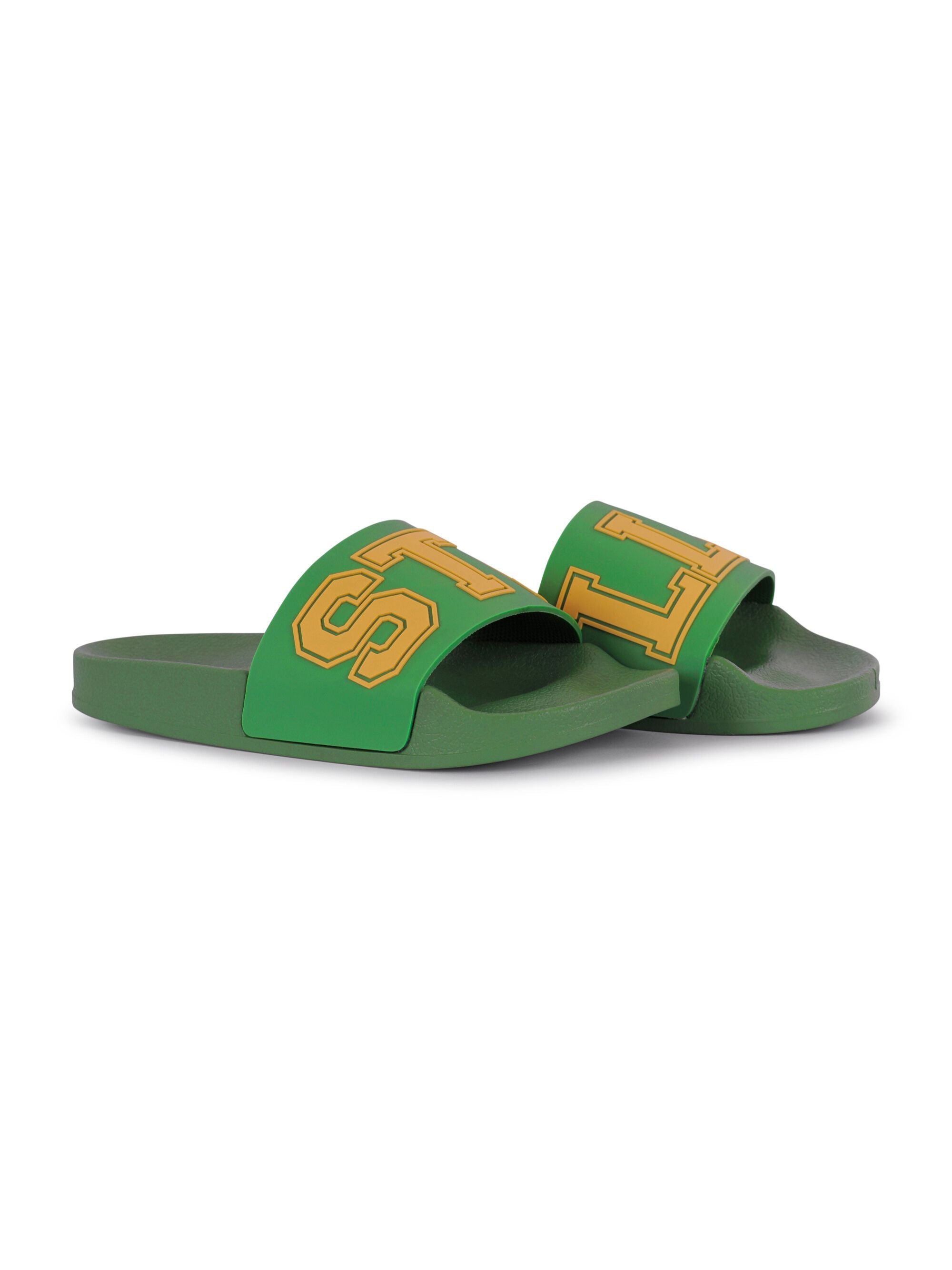 Ciabatte per bambino Stella McCartney Kids verdi con scritta Stella TY0Q26 Z2951 769 STELLA McCARTNEY KIDS
