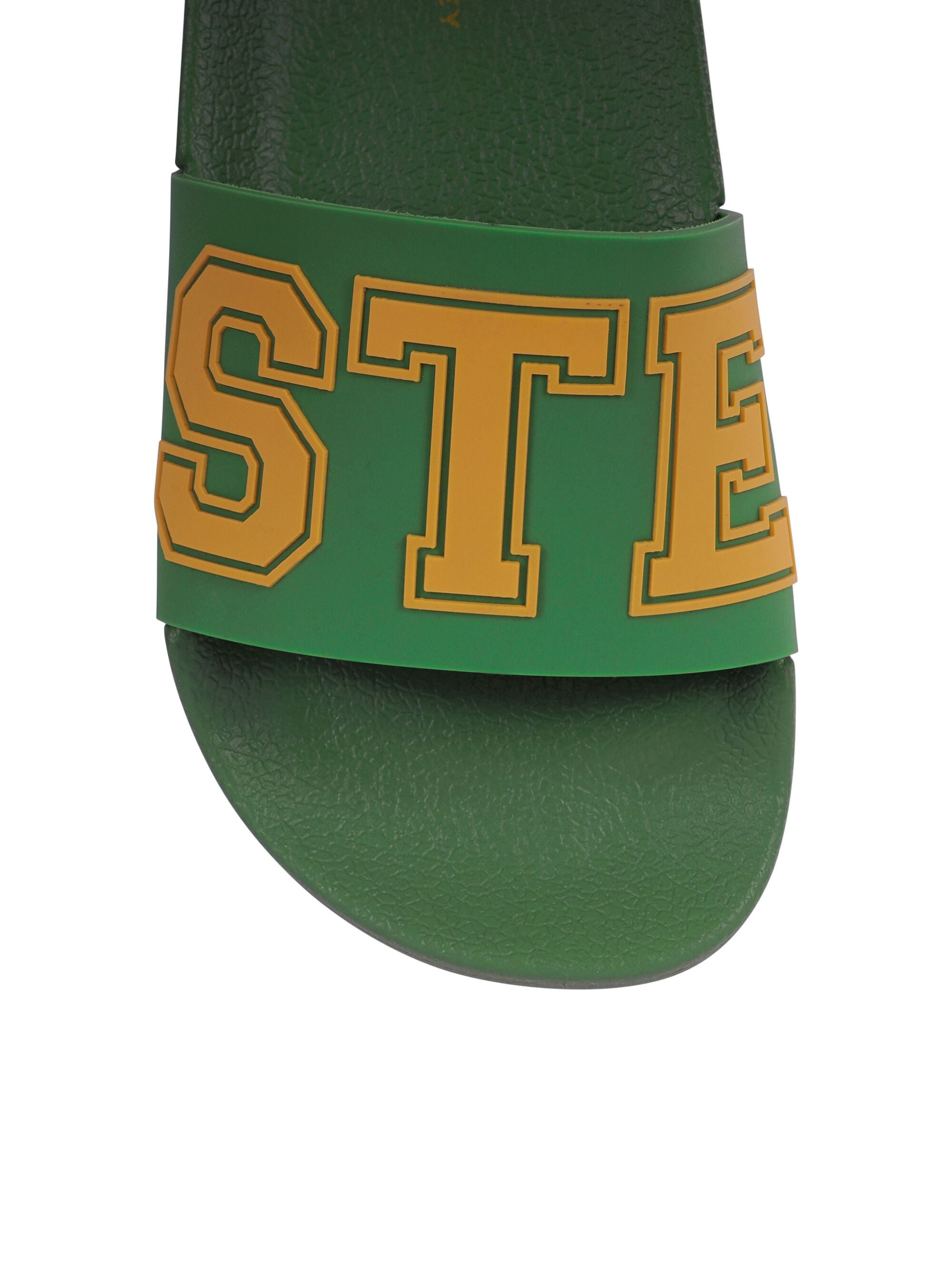 Ciabatte per bambino Stella McCartney Kids verdi con scritta Stella TY0Q26 Z2951 769 STELLA McCARTNEY KIDS