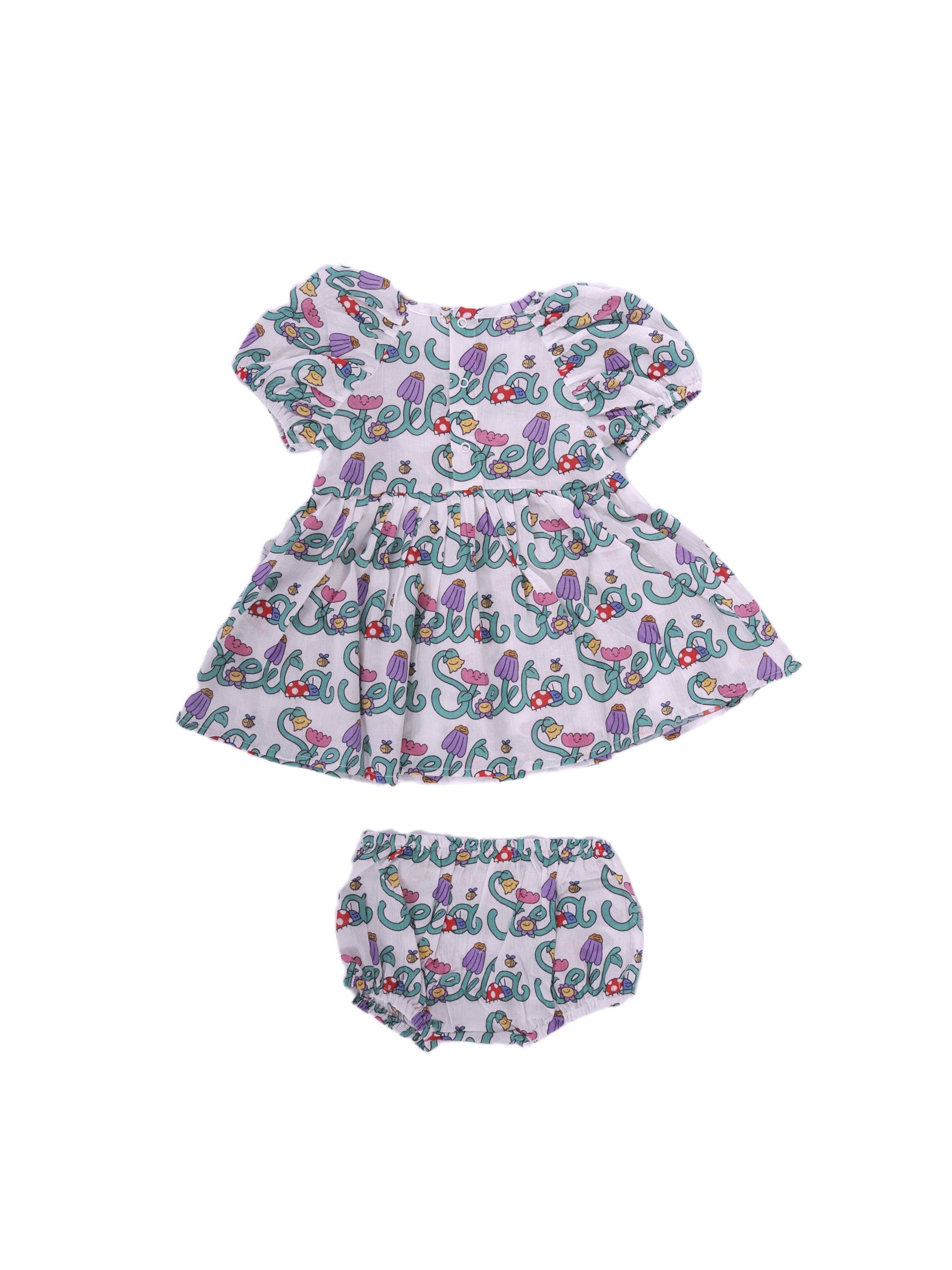 Abito per neonata Stella McCartney Kids multicolore con stampa logo all-over TY1001 Z3599 101MC STELLA McCARTNEY KIDS