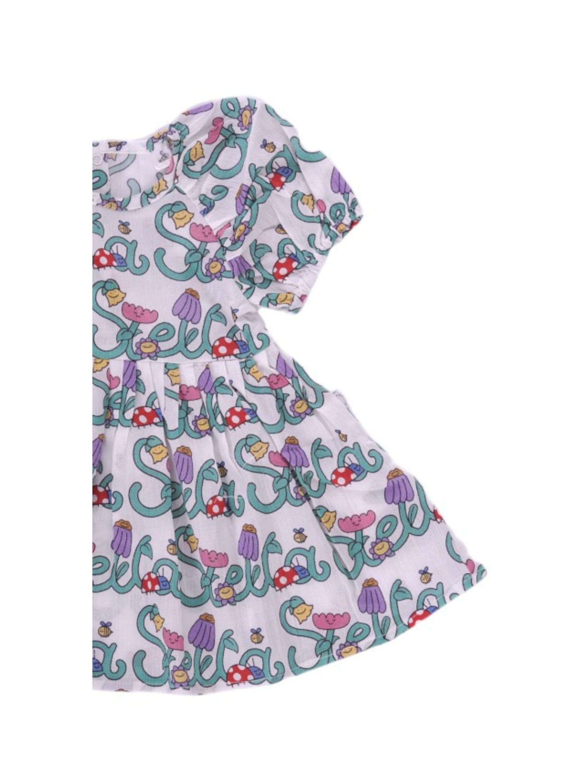 Abito per neonata Stella McCartney Kids multicolore con stampa logo all-over TY1001 Z3599 101MC STELLA McCARTNEY KIDS