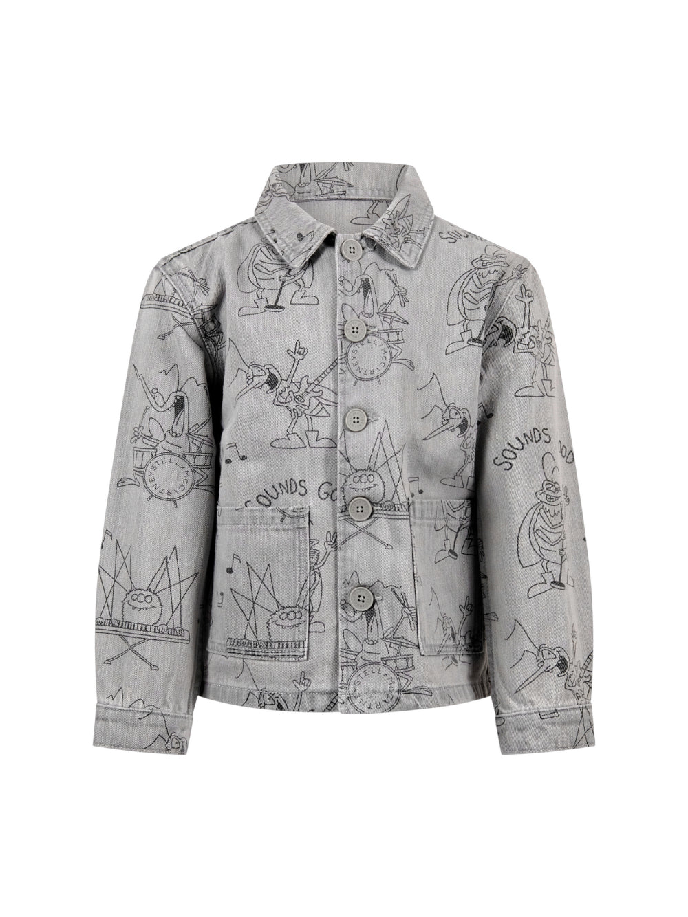 Giacca per bambino Stella McCartney Kids grigia con stampa grafica Bugs TY2P27 Z3544 909NE STELLA McCARTNEY KIDS