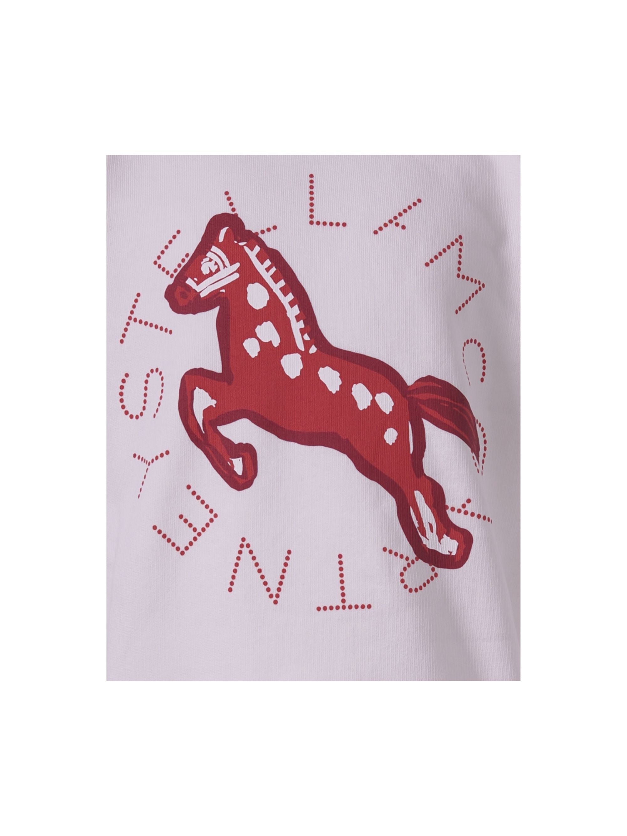 Felpa per bambina Stella McCartney Kids bianca con stampa cavallo TY4R50 Z0499 101 STELLA McCARTNEY KIDS