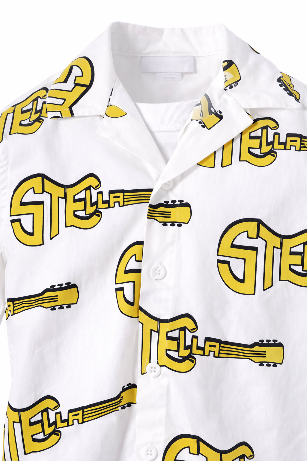 Camicia per bambino Stella McCartney Kids bianca con stampo logo chitarra TY5P01 Z3542 101MC STELLA McCARTNEY KIDS