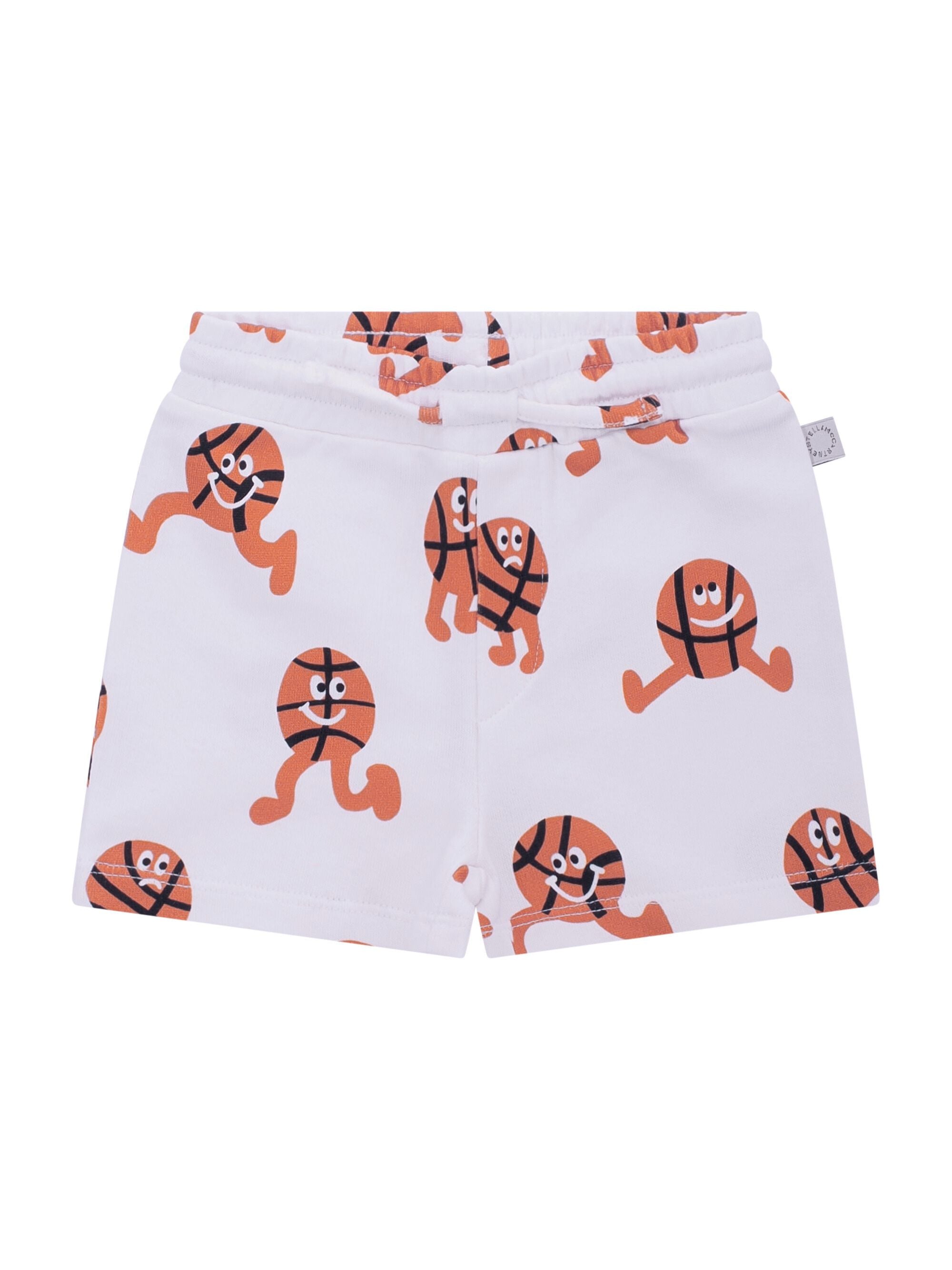Shorts per neonato Stella McCartney Kids bianchi con stampa basketball all-over TY6639 Z3566 100MC STELLA McCARTNEY KIDS