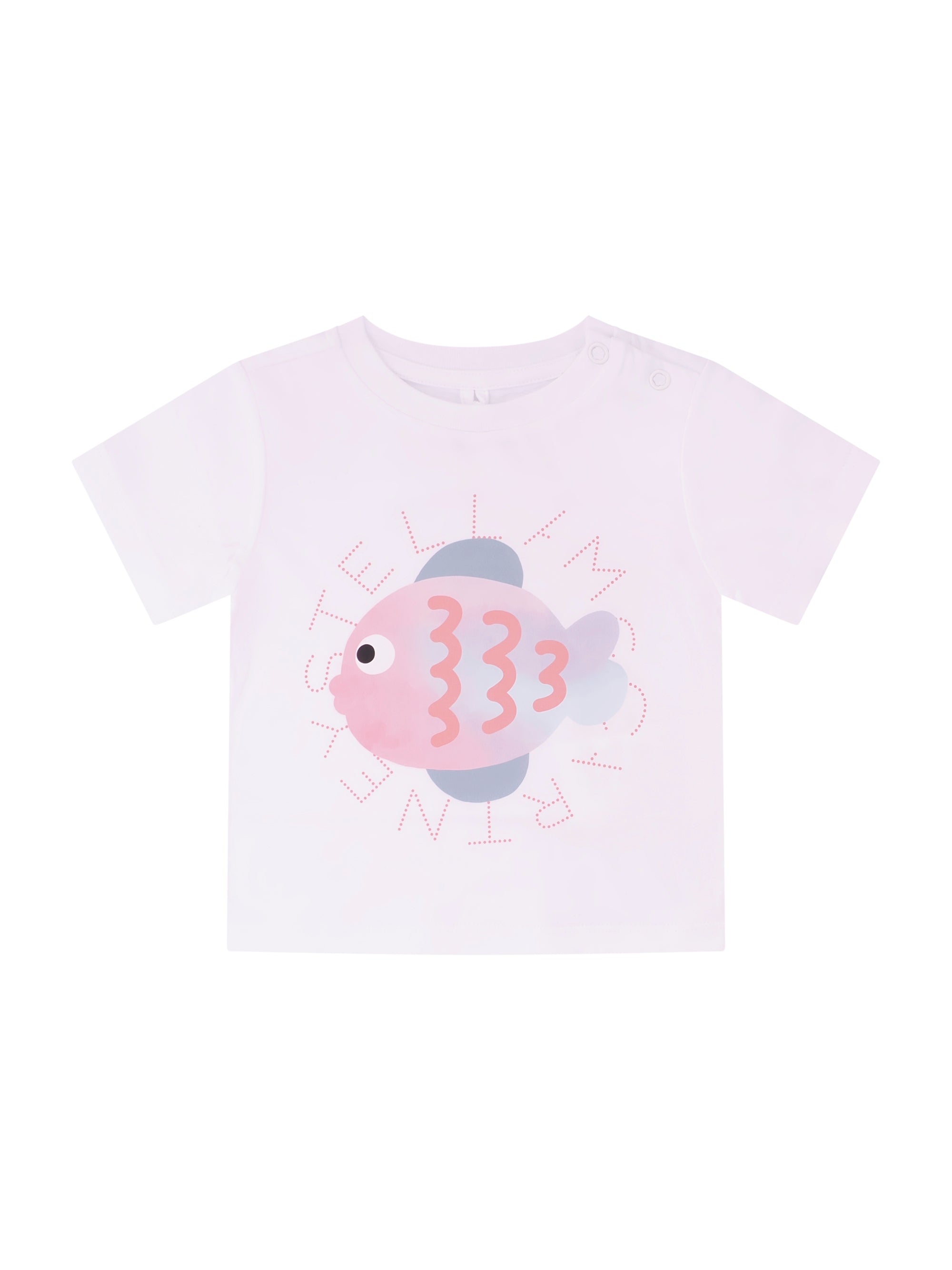 T-shirt per neonata Stella McCartney Kids bianca con stampa pesciolino sul davanti TY8061 Z0434 100 STELLA McCARTNEY KIDS