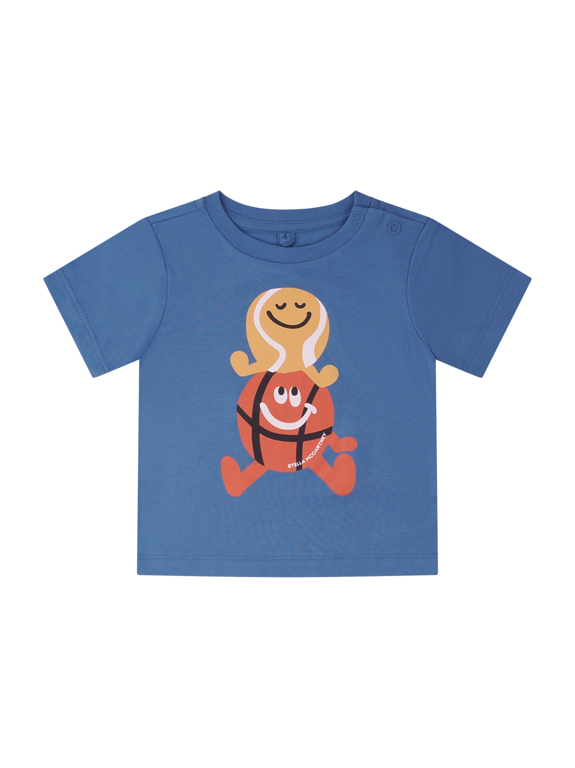 T-shirt per neonato Stella McCartney Kids blu con stampa palline da tennis e basket TY8620 Z0434 61D STELLA McCARTNEY KIDS