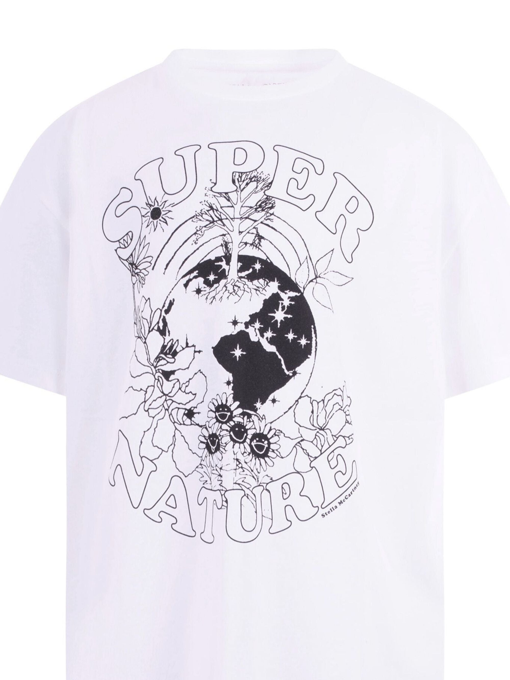 T-shirt per bambino Stella McCartney Kids bianca con stampa naturalistica sul davanti TY8B81 Z0434 100 STELLA McCARTNEY KIDS