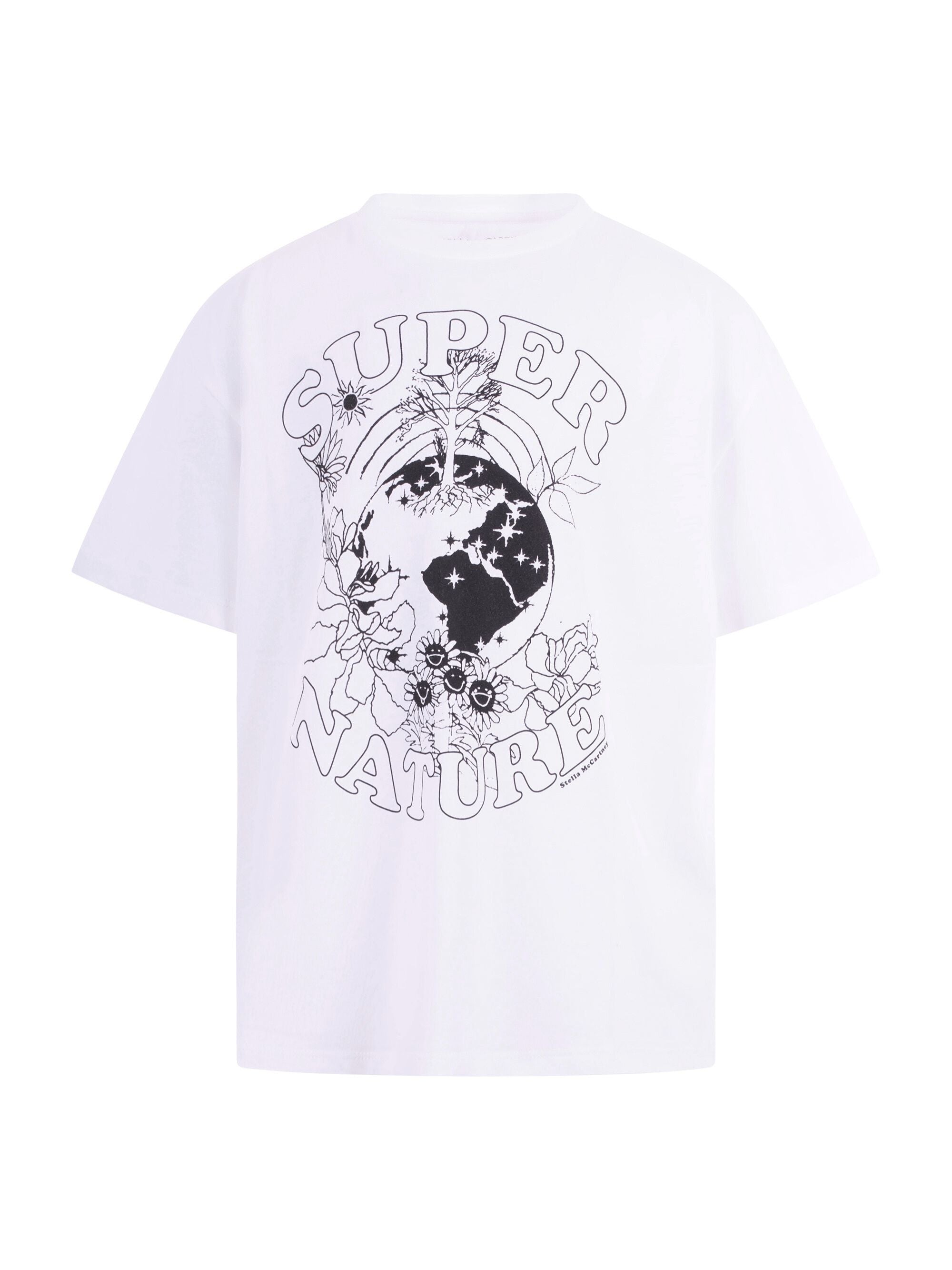 T-shirt per bambino Stella McCartney Kids bianca con stampa naturalistica sul davanti TY8B81 Z0434 100 STELLA McCARTNEY KIDS