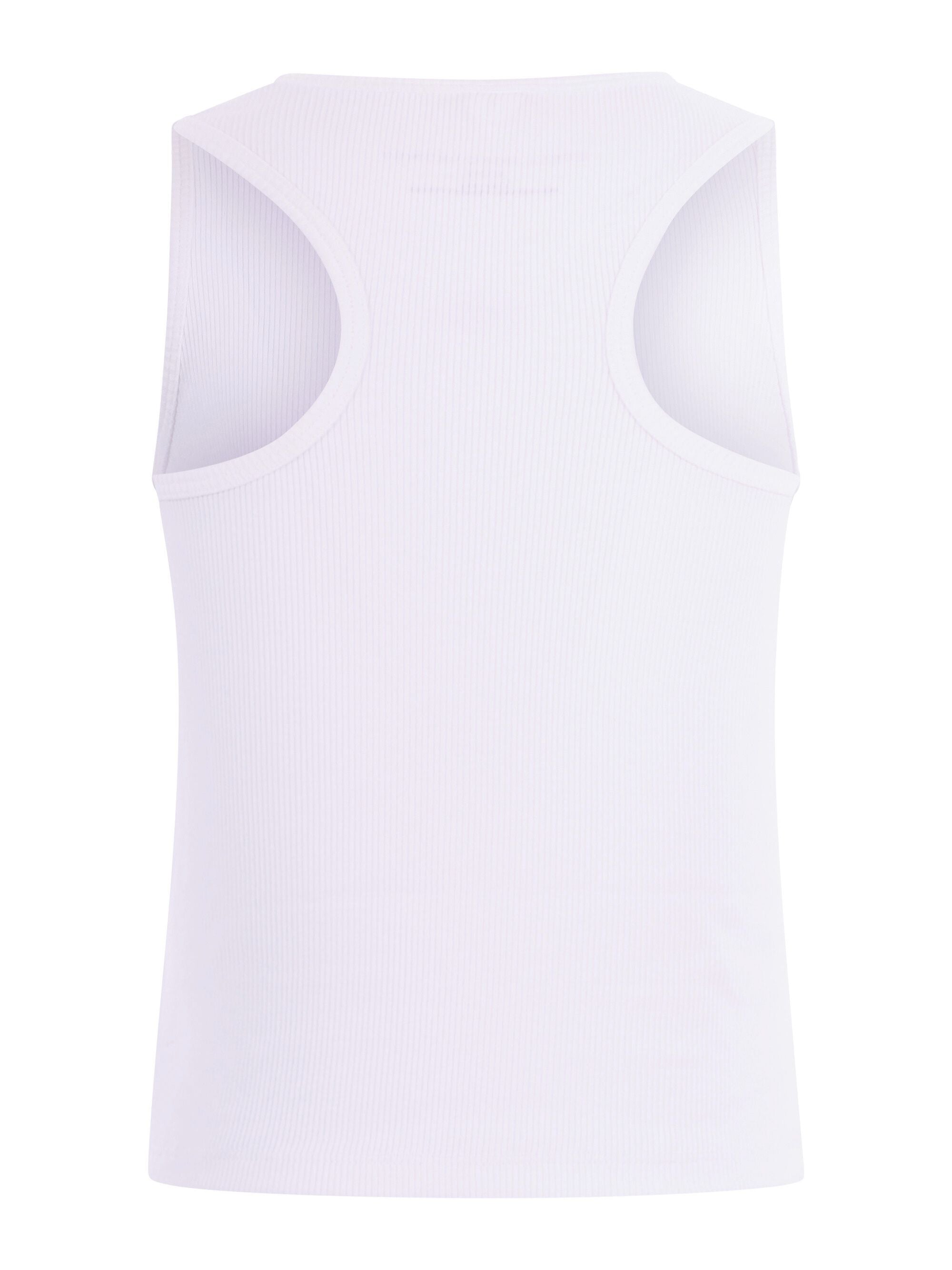 Canotta per bambina Stella McCartney Kids bianca con logo sul davanti a contrasto TY8B92 Z2016 100 STELLA McCARTNEY KIDS