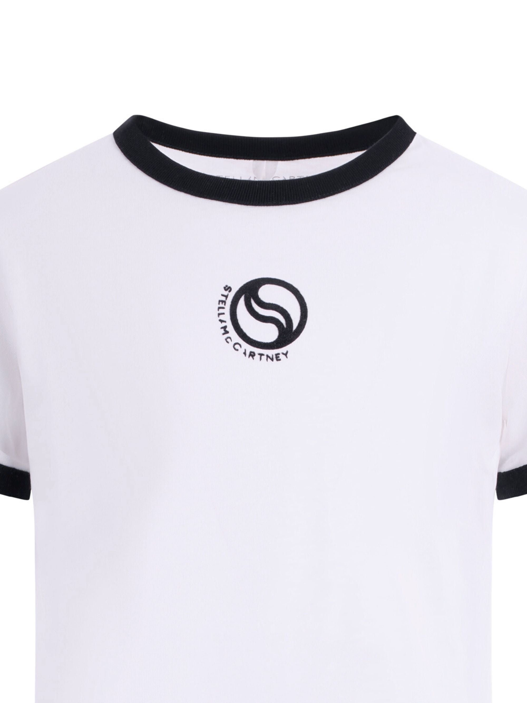 T-shirt per bambina Stella McCartney Kids bianca con dettagli del logo sul davanti TY8C61 Z0434 101 STELLA McCARTNEY KIDS