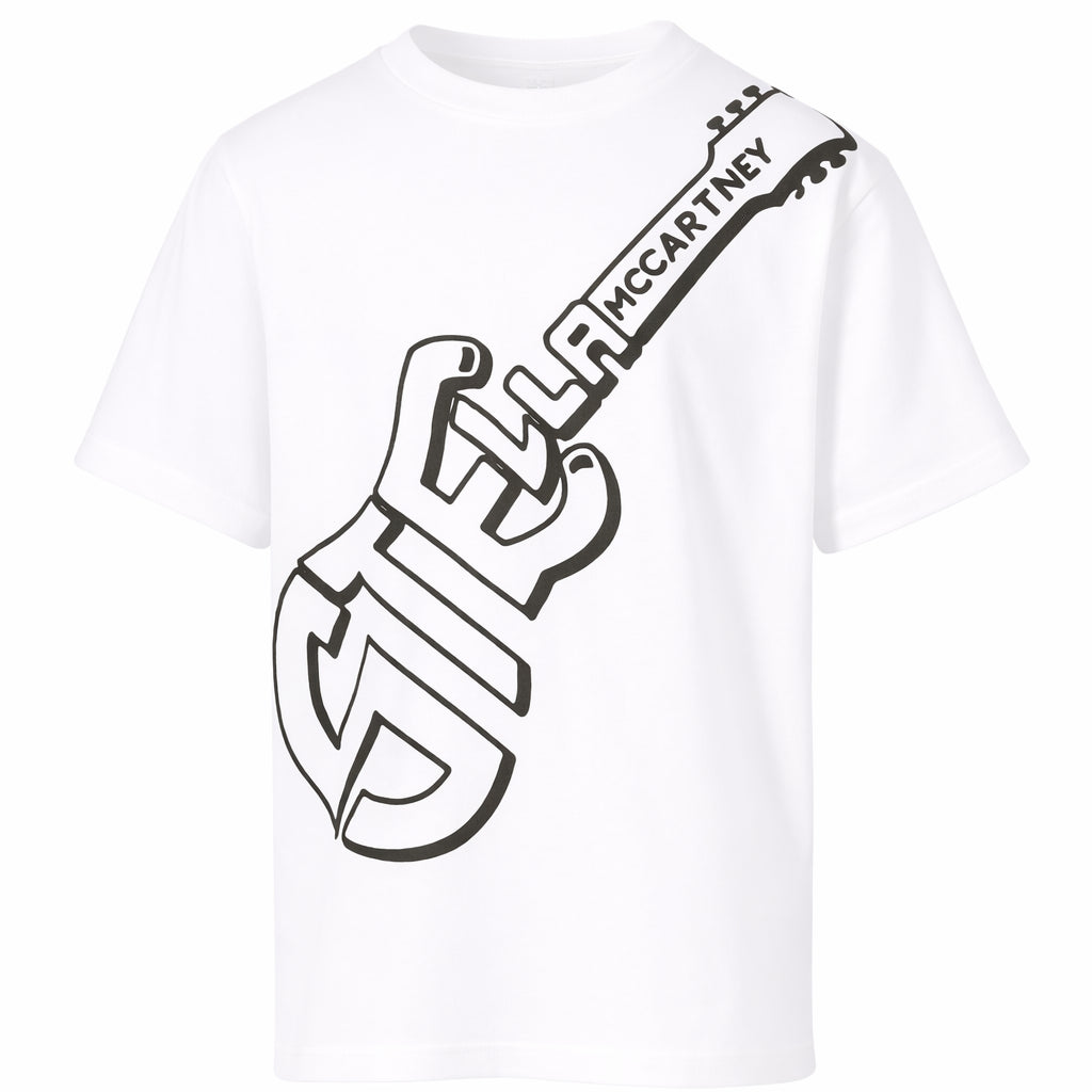 T-shirt per bambino Stella McCartney Kids bianca con stampa grafica sul davanti TY8P71 Z0434 101 STELLA McCARTNEY KIDS