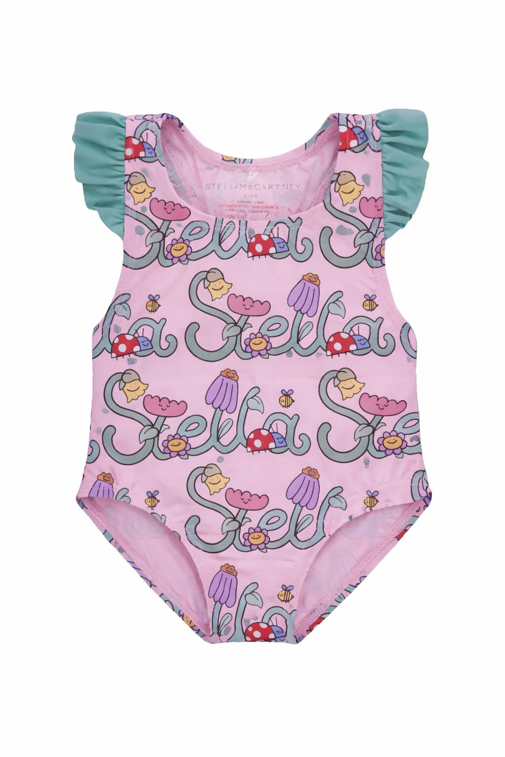 Costume per neonata Stella McCartney Kids rosa con stampa logo all-over TYC039 Z3587 51RMC STELLA McCARTNEY KIDS