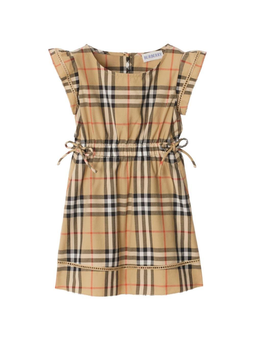 Abiti per neonata Burberry Kids beige con motivo Vintage Check all - over - Rubino Kids