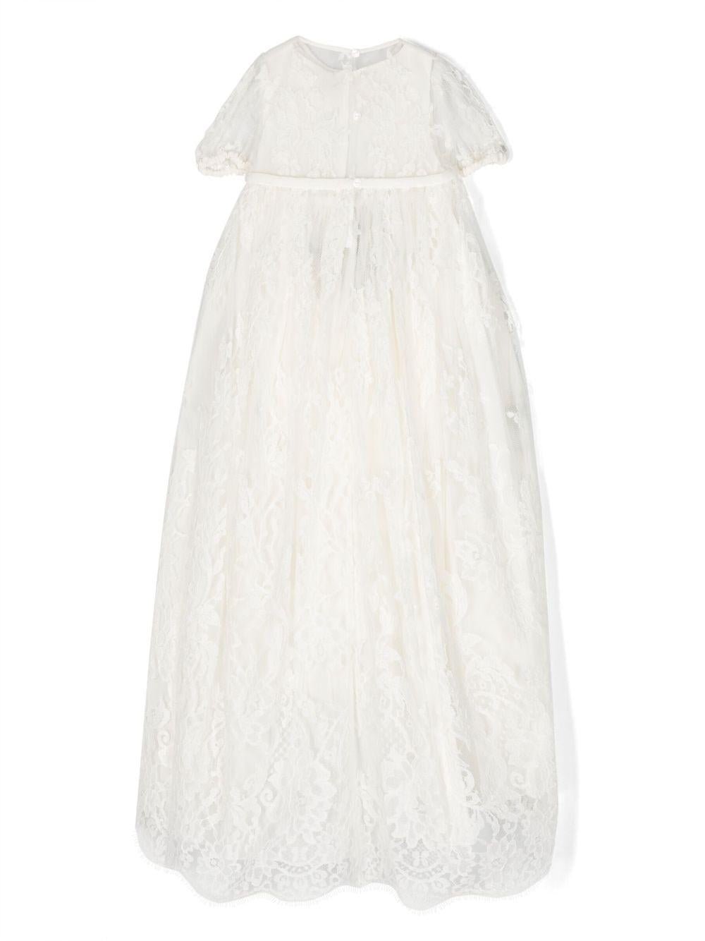 Abito battesimale per neonata Dolce & Gabbana Kids bianco con decorazione in pizzo - Rubino Kids