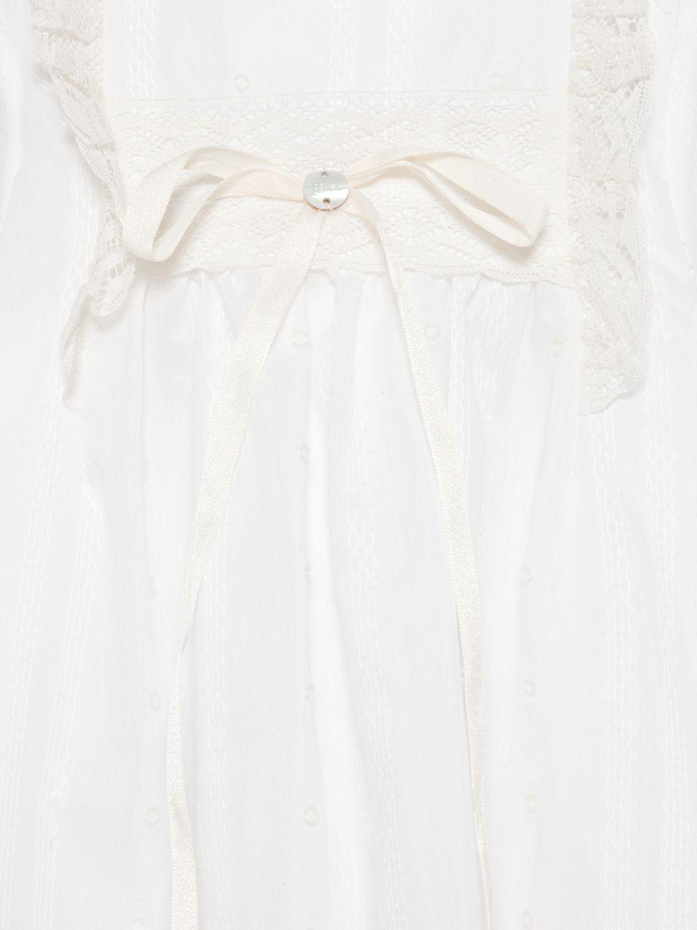Abito battesimale per neonati Paz Rodriguez bianco in pizzo con cuffia - Rubino Kids