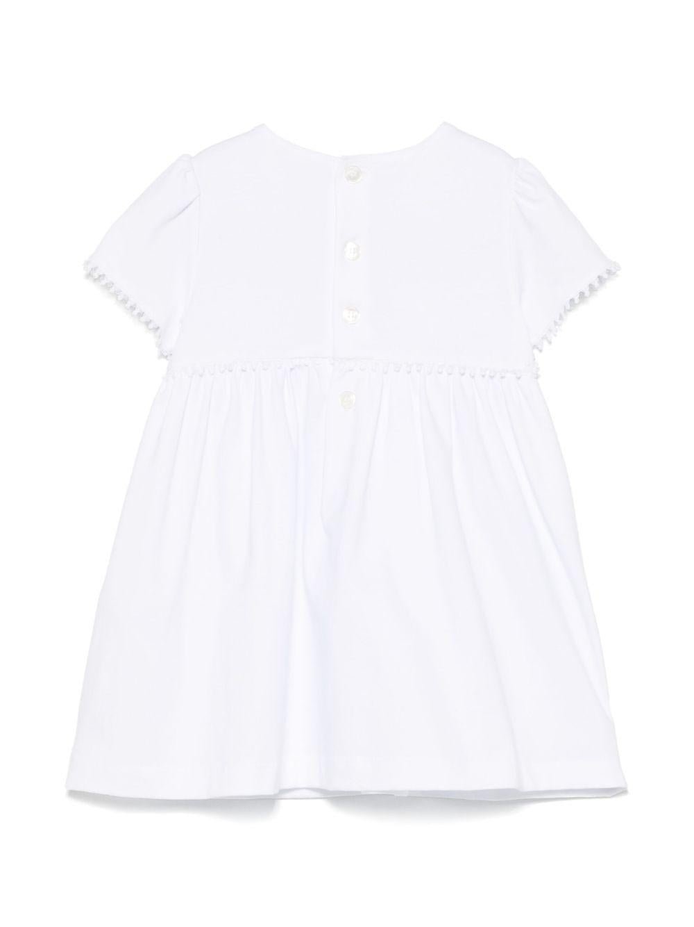 Abito con ricamo per neonata Il Gufo bianco con taglio svasato - Rubino Kids