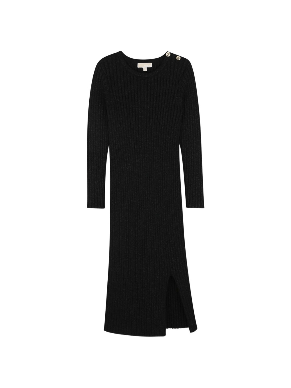 Abito lungo per bambina Michael Kors Kids nero a coste e maniche lunghe - Rubino Kids