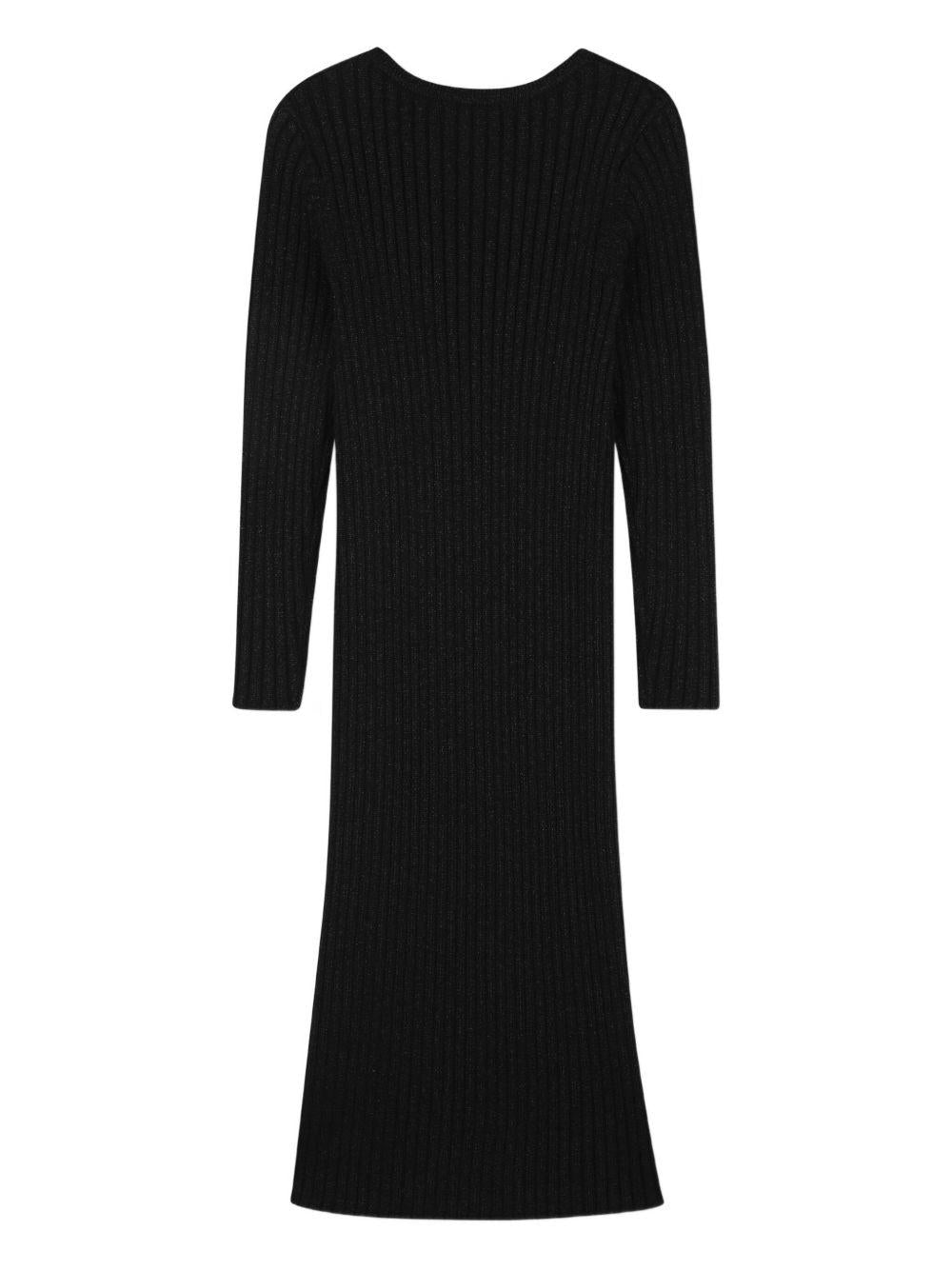 Abito lungo per bambina Michael Kors Kids nero a coste e maniche lunghe - Rubino Kids