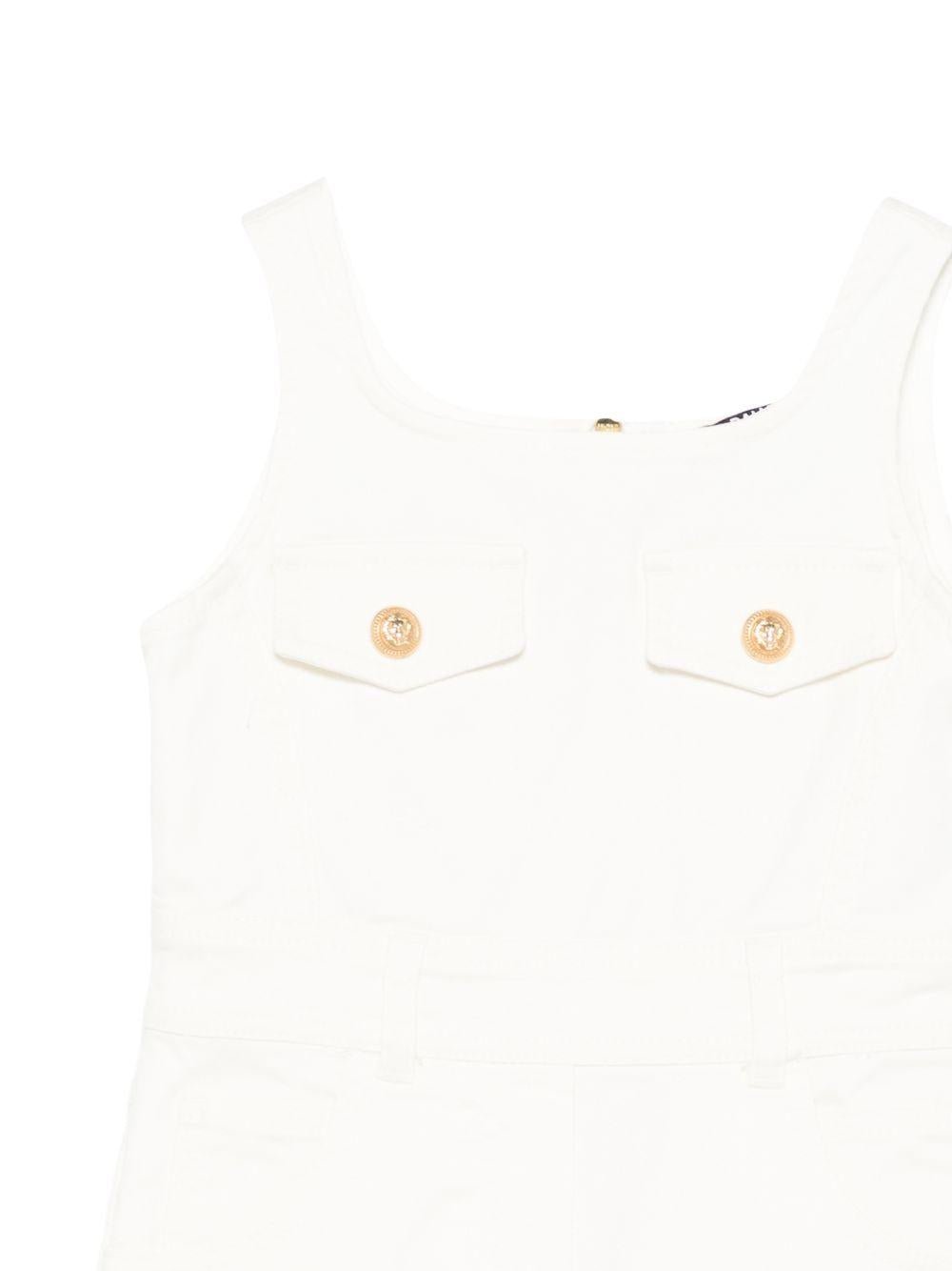 Abito per bambina Balmain Kids bianco con bretelle sottili - Rubino Kids