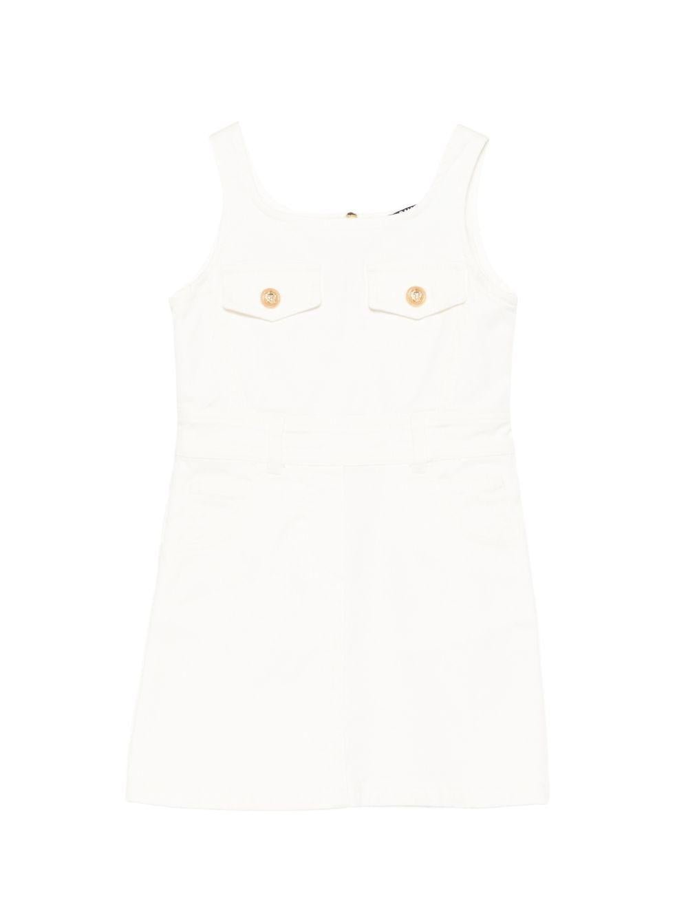 Abito per bambina Balmain Kids bianco con bretelle sottili - Rubino Kids