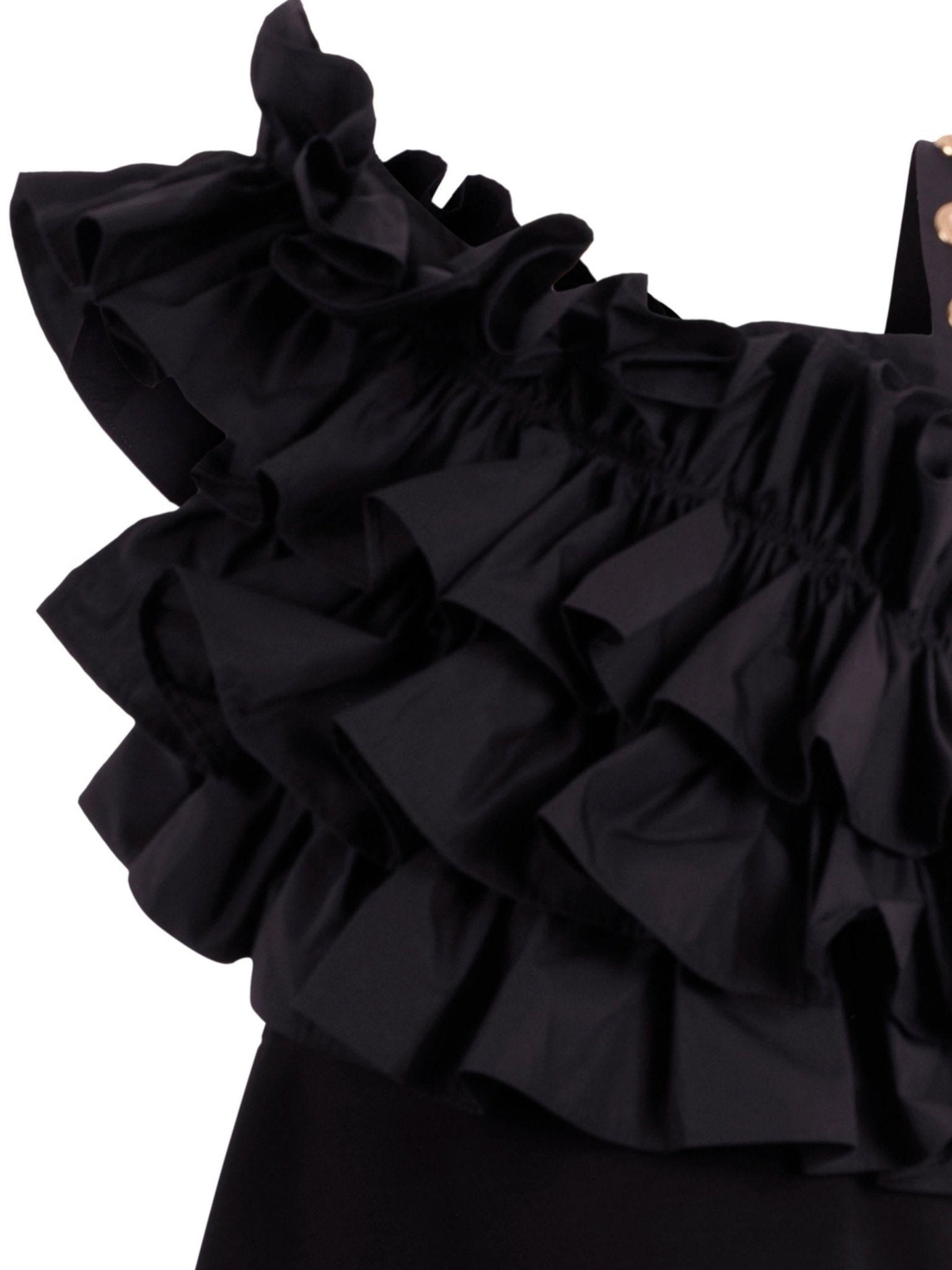 Abito per bambina Balmain Kids nero con ruches - Rubino Kids