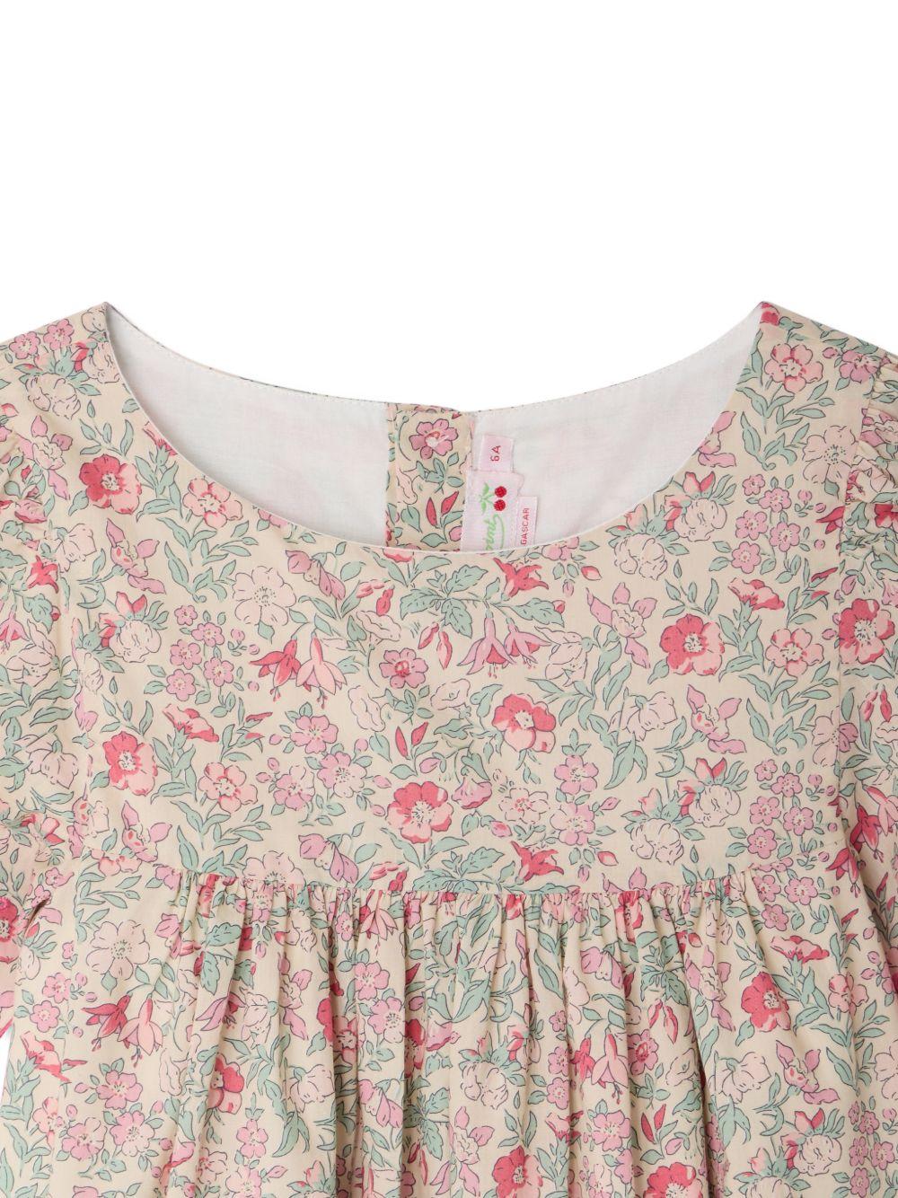 Abito per bambina Bonpoint rosa con stampa a fiori all - over - Rubino Kids