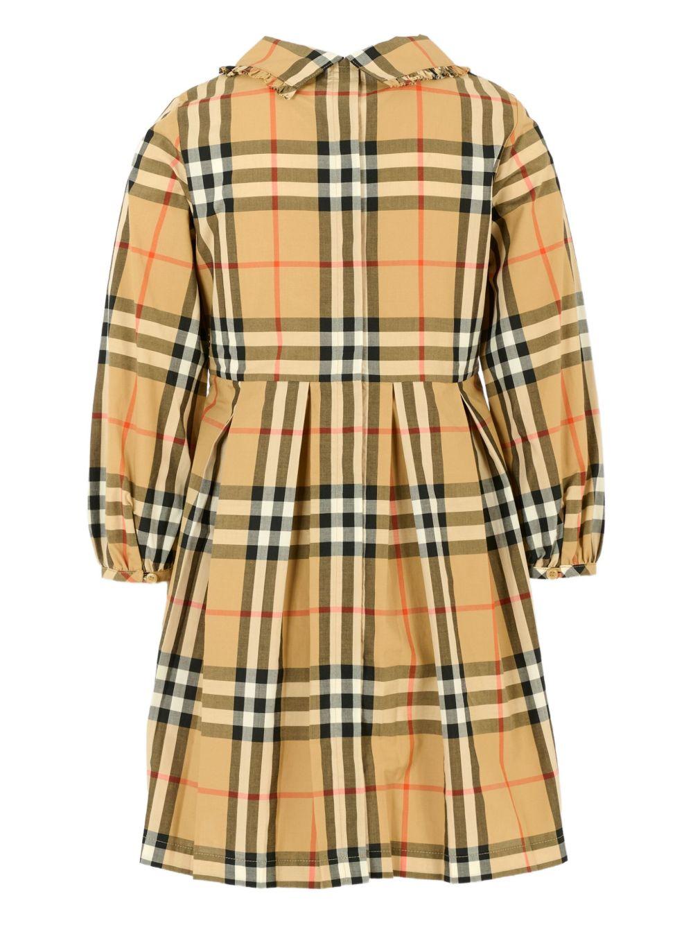 Abito per bambina Burberry Kids beige con motivo a quadri - Rubino Kids
