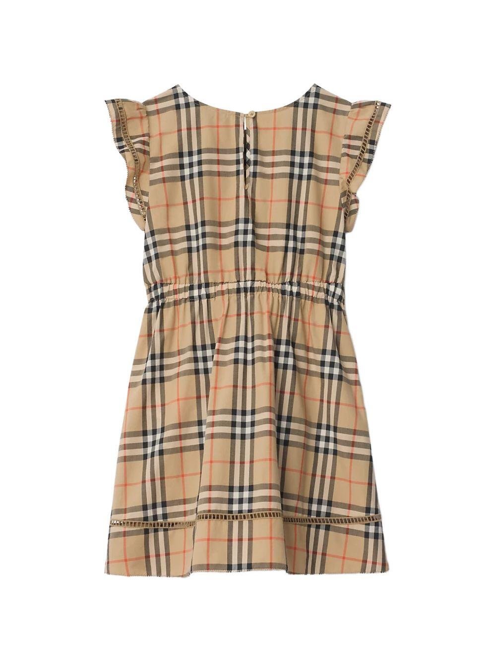 Abito per bambina Burberry Kids beige con motivo Vintage Check - Rubino Kids