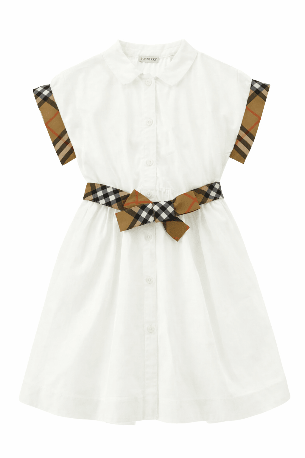 Abito per bambina Burberry Kids bianco con chiusura frontale con bottoni - Rubino Kids