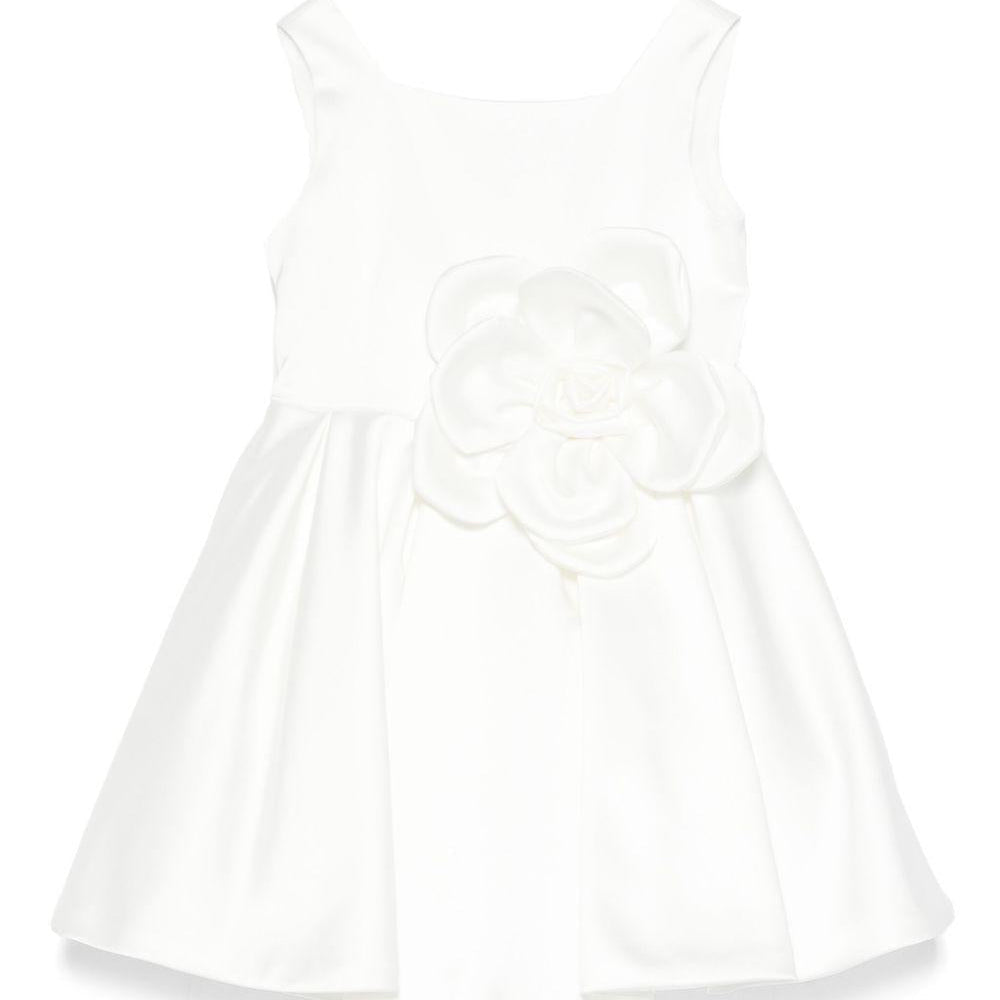 Abito per bambina Colorichiari bianco con applicazione a fiori - Rubino Kids