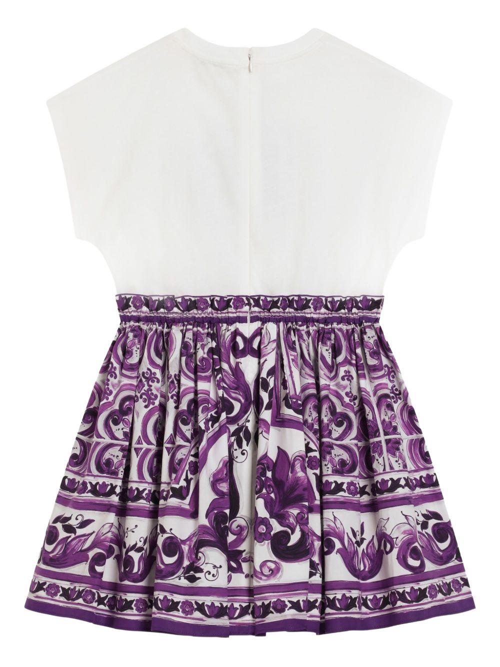 Abito per bambina Dolce & Gabbana Kids viola con stampa maioliche - Rubino Kids