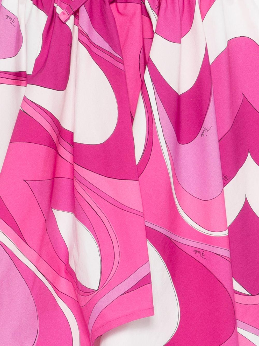 Abito per bambina Emilio Pucci Junior fucsia con stampa grafica all - over - Rubino Kids