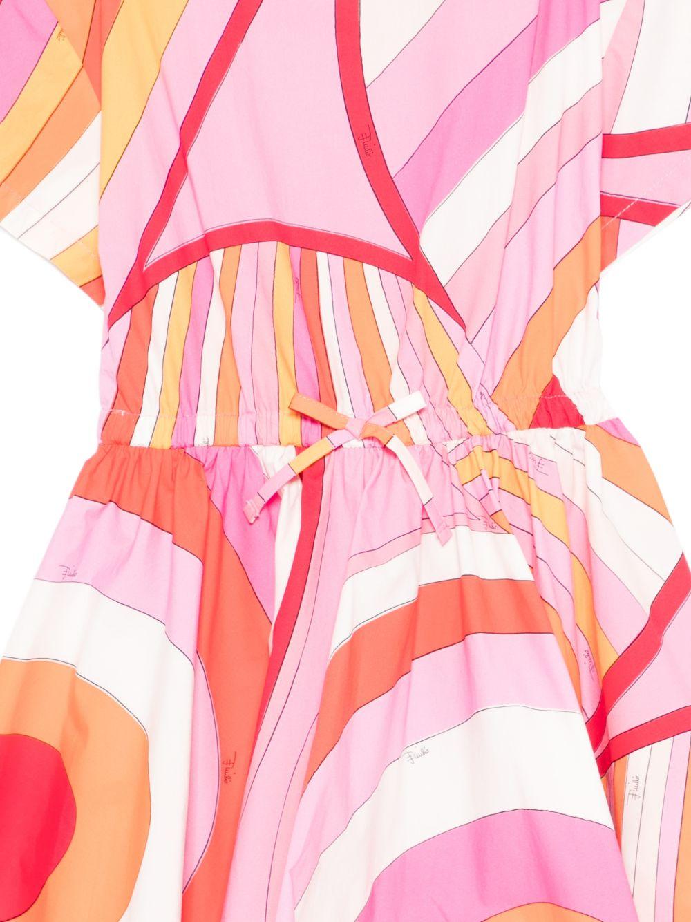 Abito per bambina Emilio Pucci Junior multicolore con stampa grafica all - over - Rubino Kids