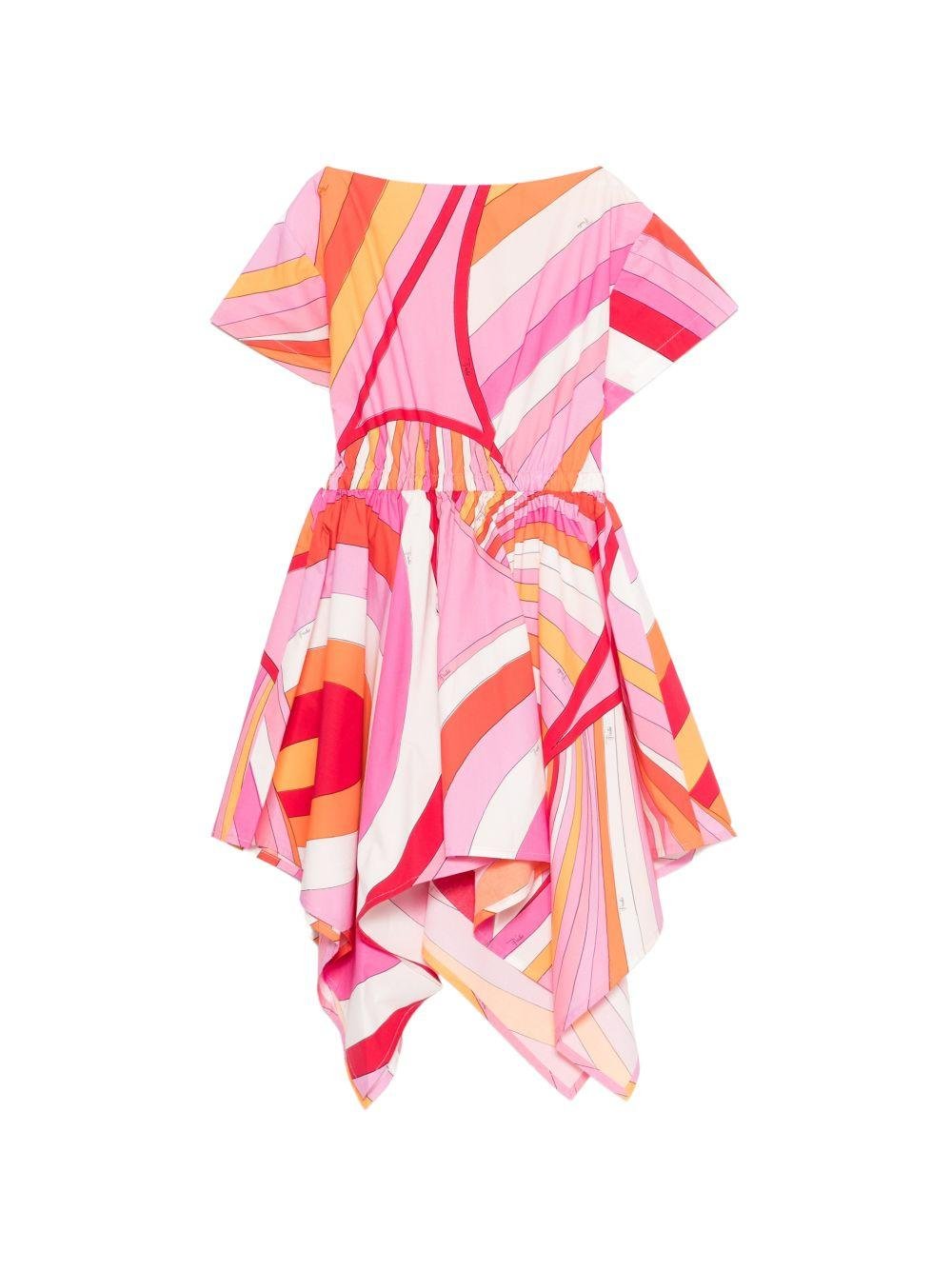 Abito per bambina Emilio Pucci Junior multicolore con stampa grafica all - over - Rubino Kids