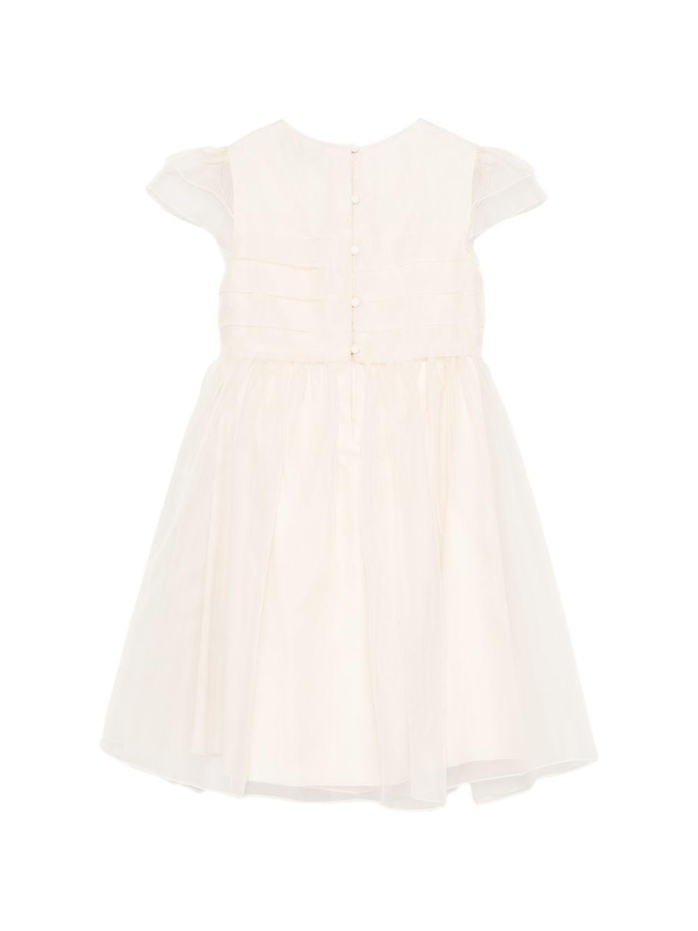 Abito per bambina Emporio Armani Kids bianco con dettagli con ruches - Rubino Kids