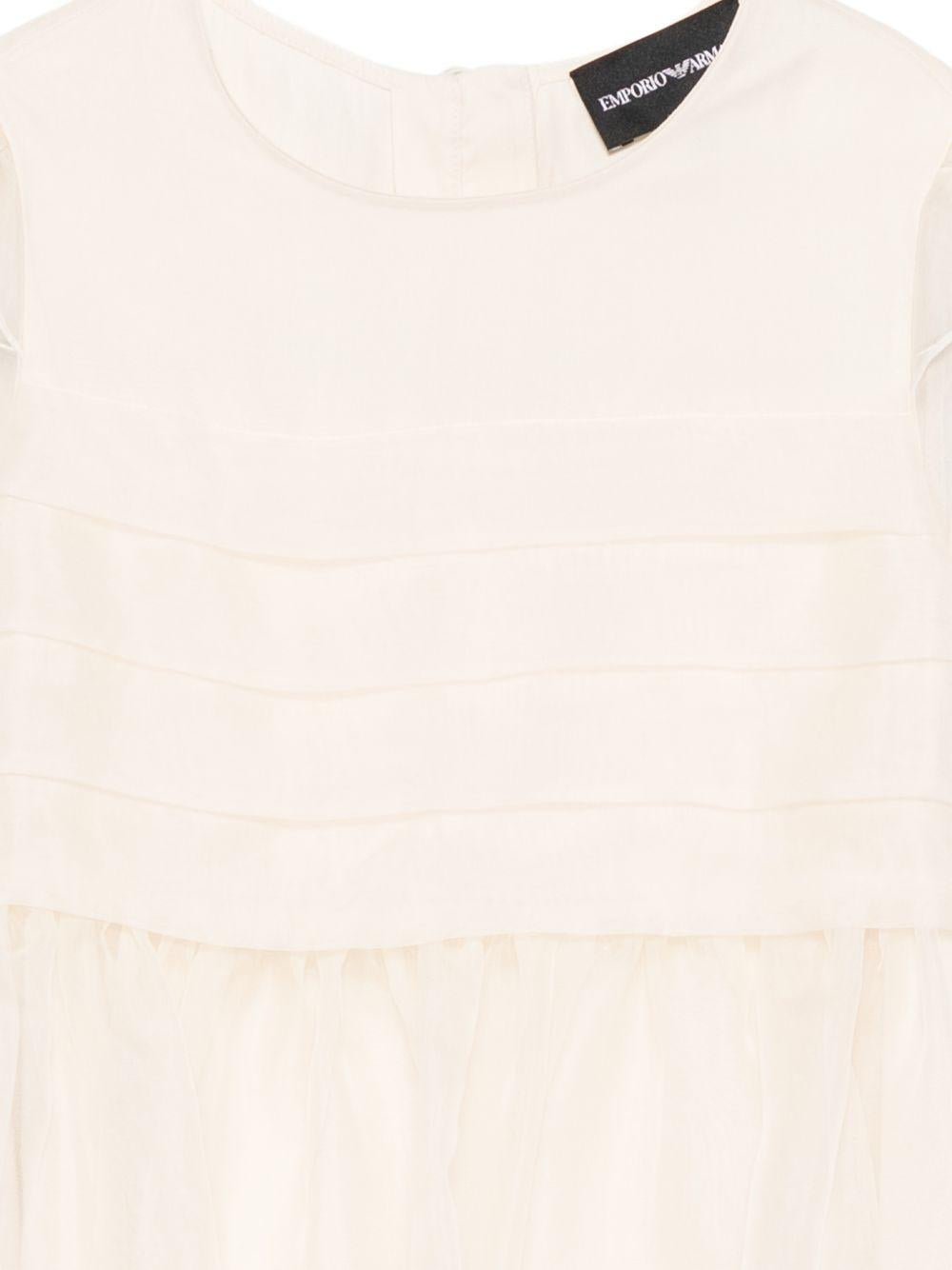 Abito per bambina Emporio Armani Kids bianco con dettagli con ruches - Rubino Kids